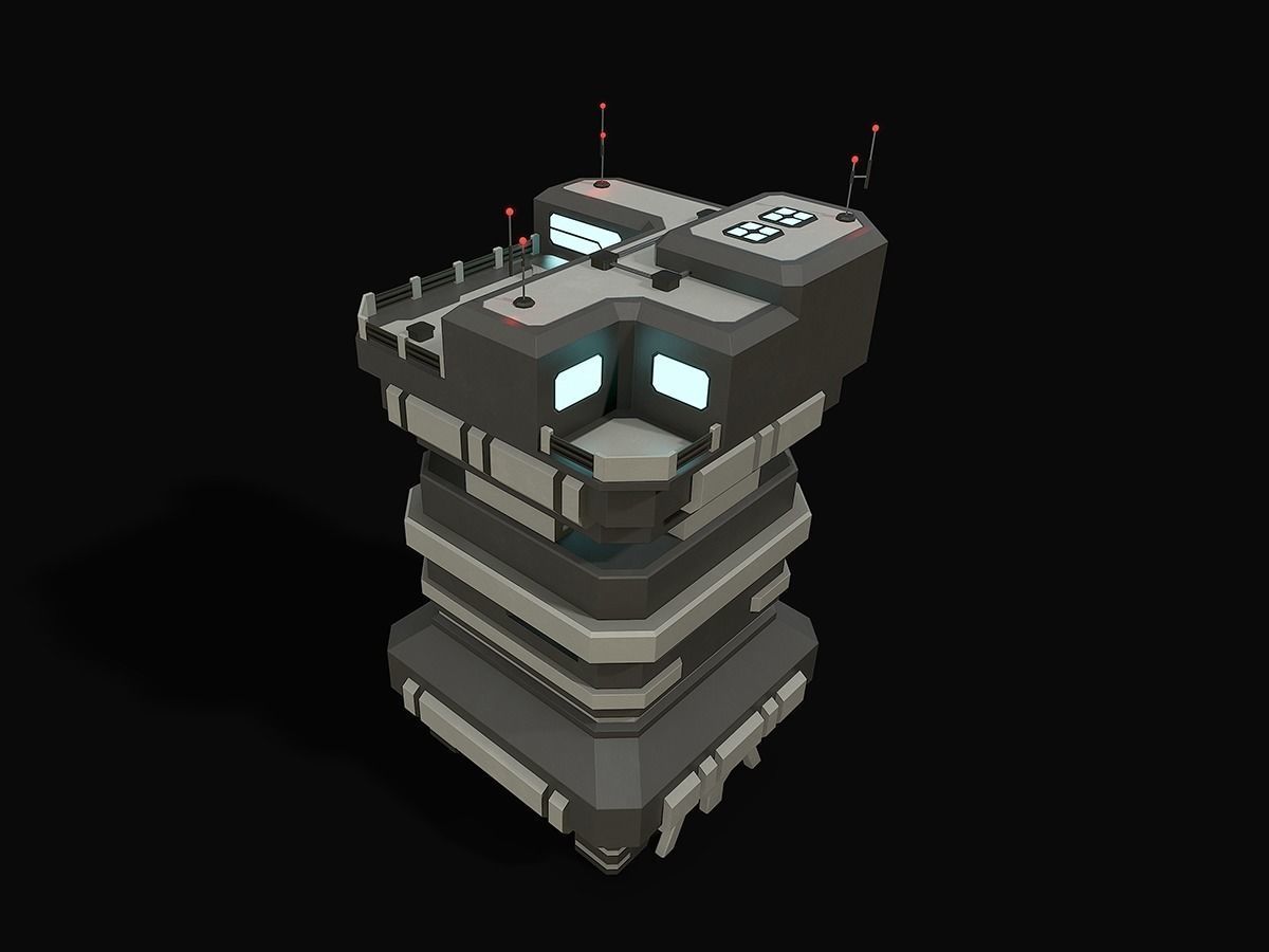 Lowpoly Modular Scifi Building 03 Low-poly 3D model_4