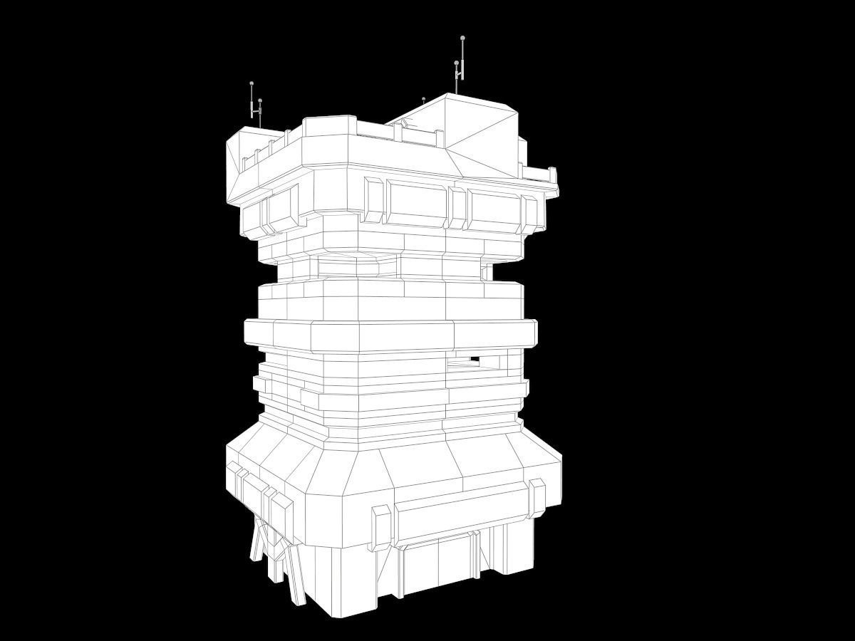 Lowpoly Modular Scifi Building 03 Low-poly 3D model_16