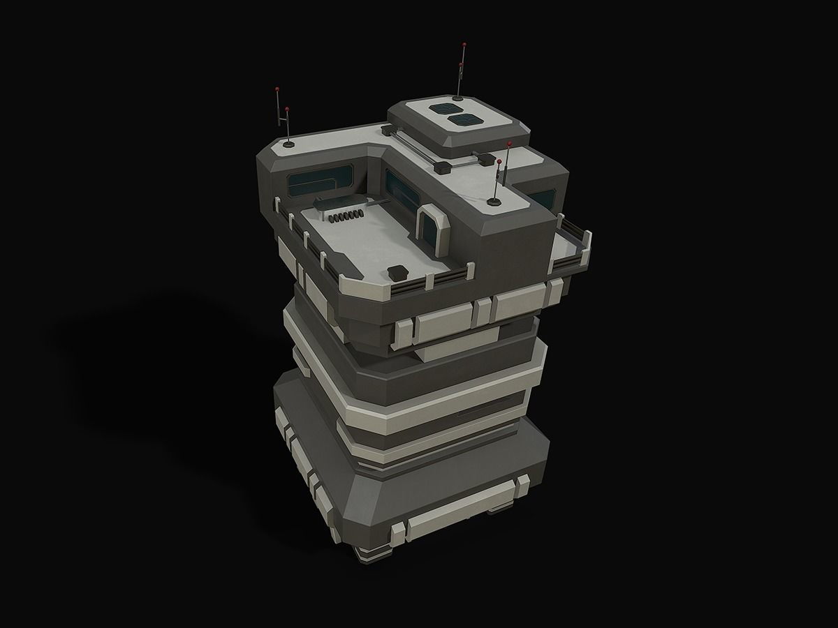 Lowpoly Modular Scifi Building 03 Low-poly 3D model_3