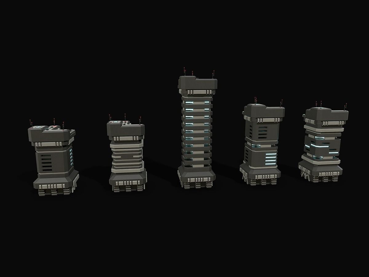Lowpoly Modular Scifi Building 03 Low-poly 3D model_10