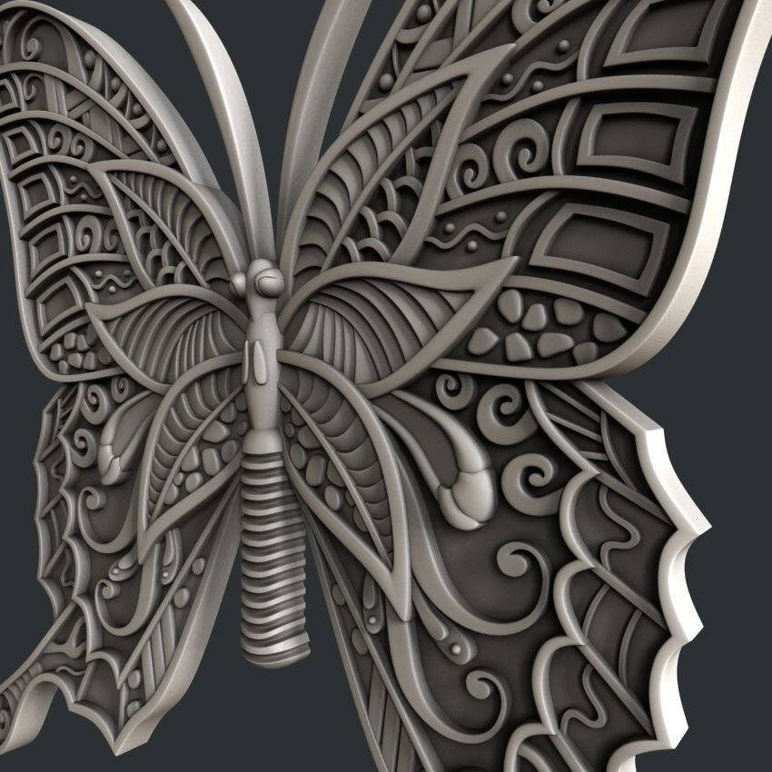 3d STL models for CNC router butterfly 3D model_2