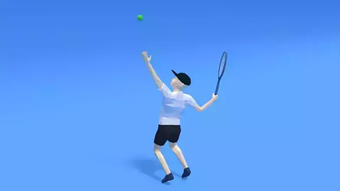 Low Poly Kid Playing Tennis