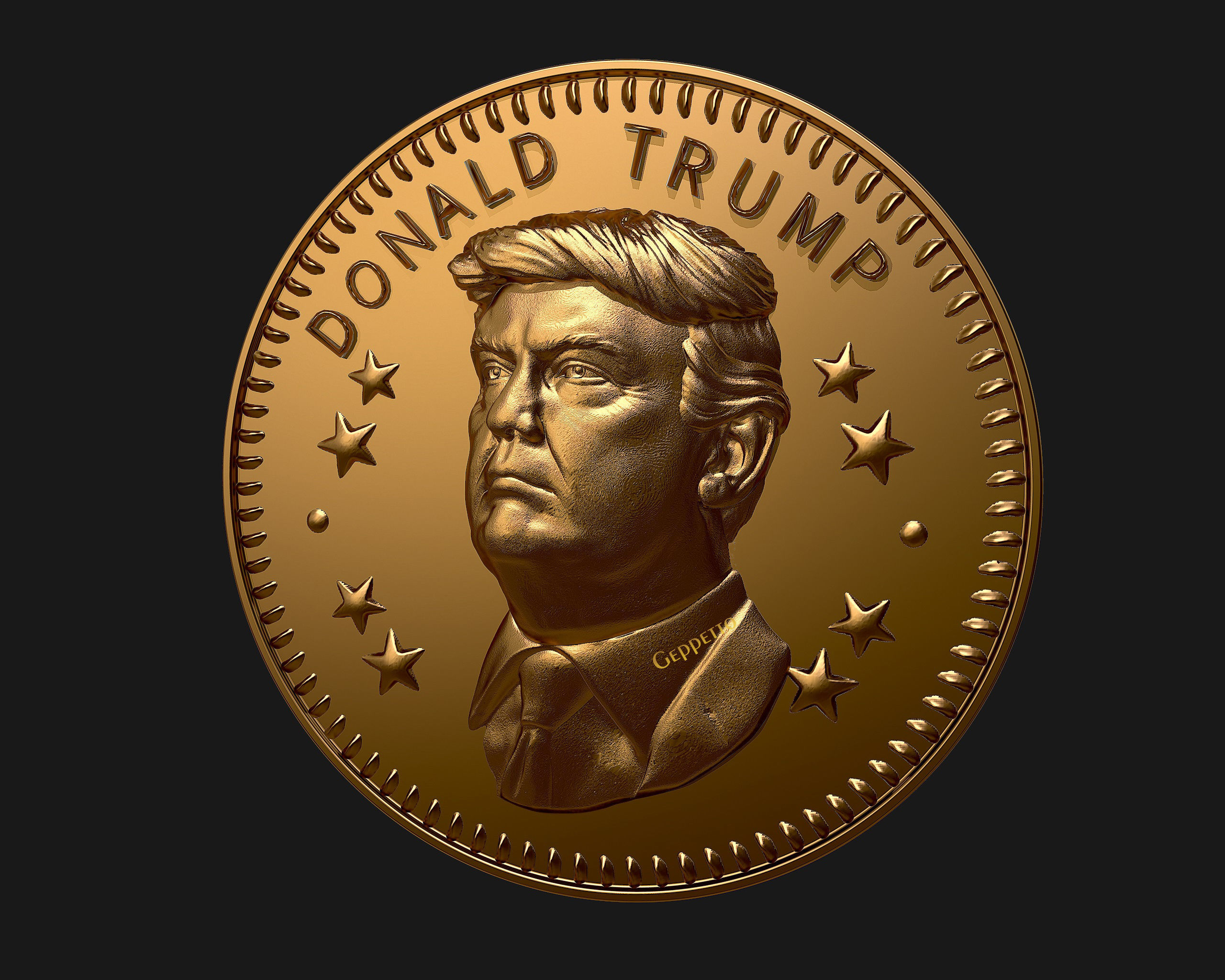 Donald Trump coin ready to 3D print 3D print model_3