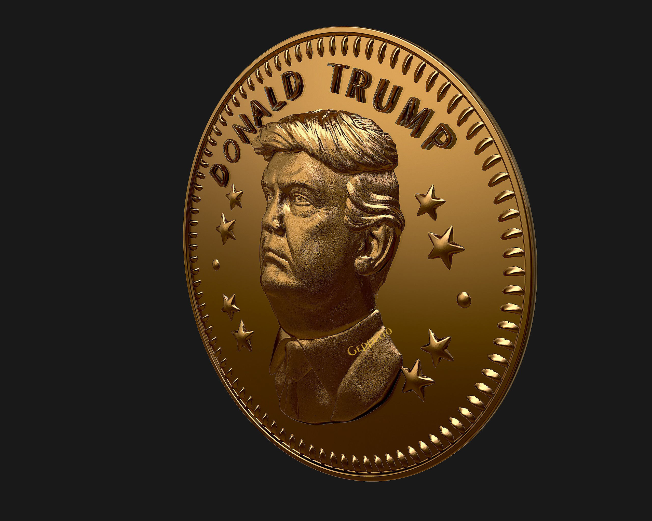 Donald Trump coin ready to 3D print 3D print model_4
