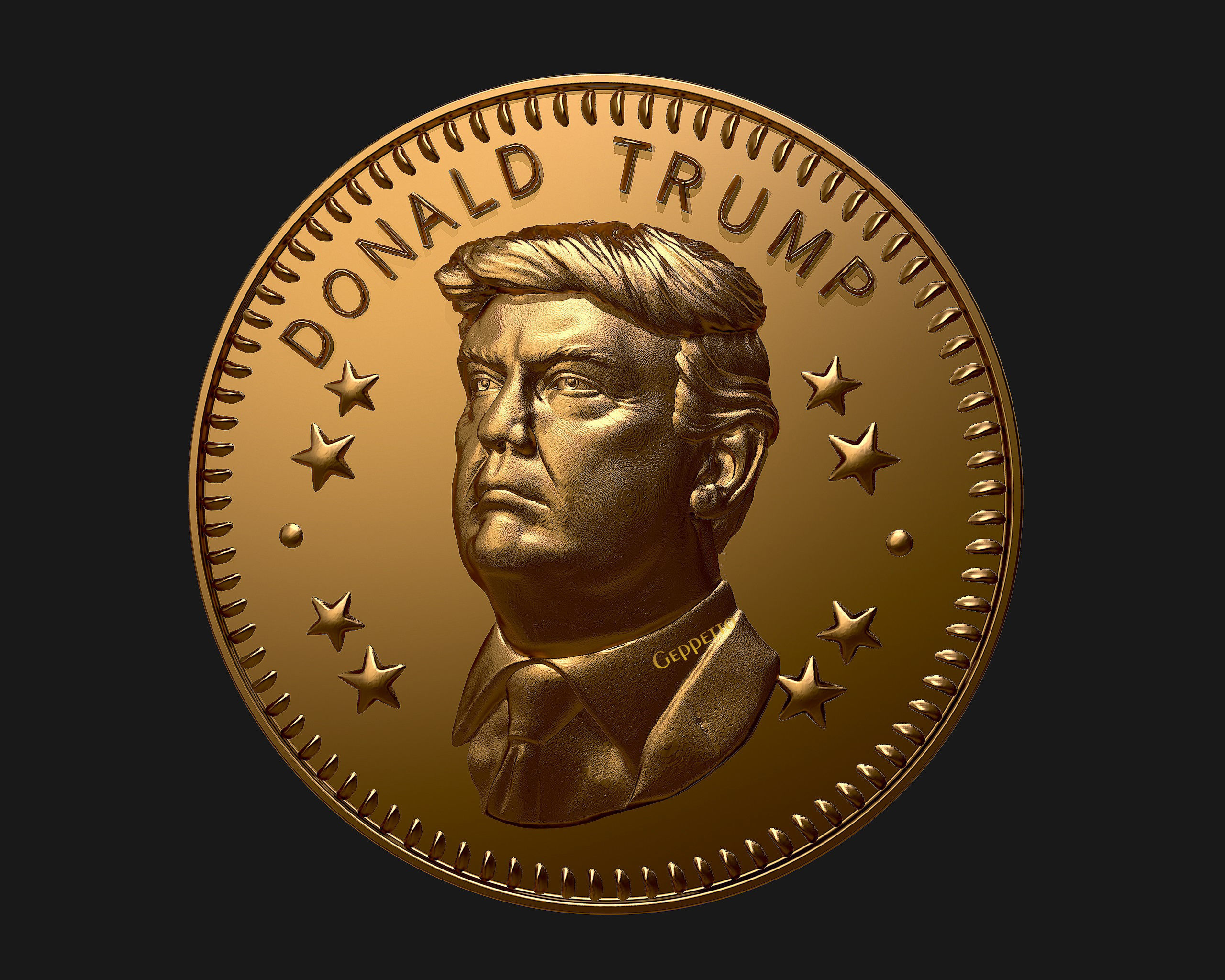 Donald Trump coin ready to 3D print 3D print model_1