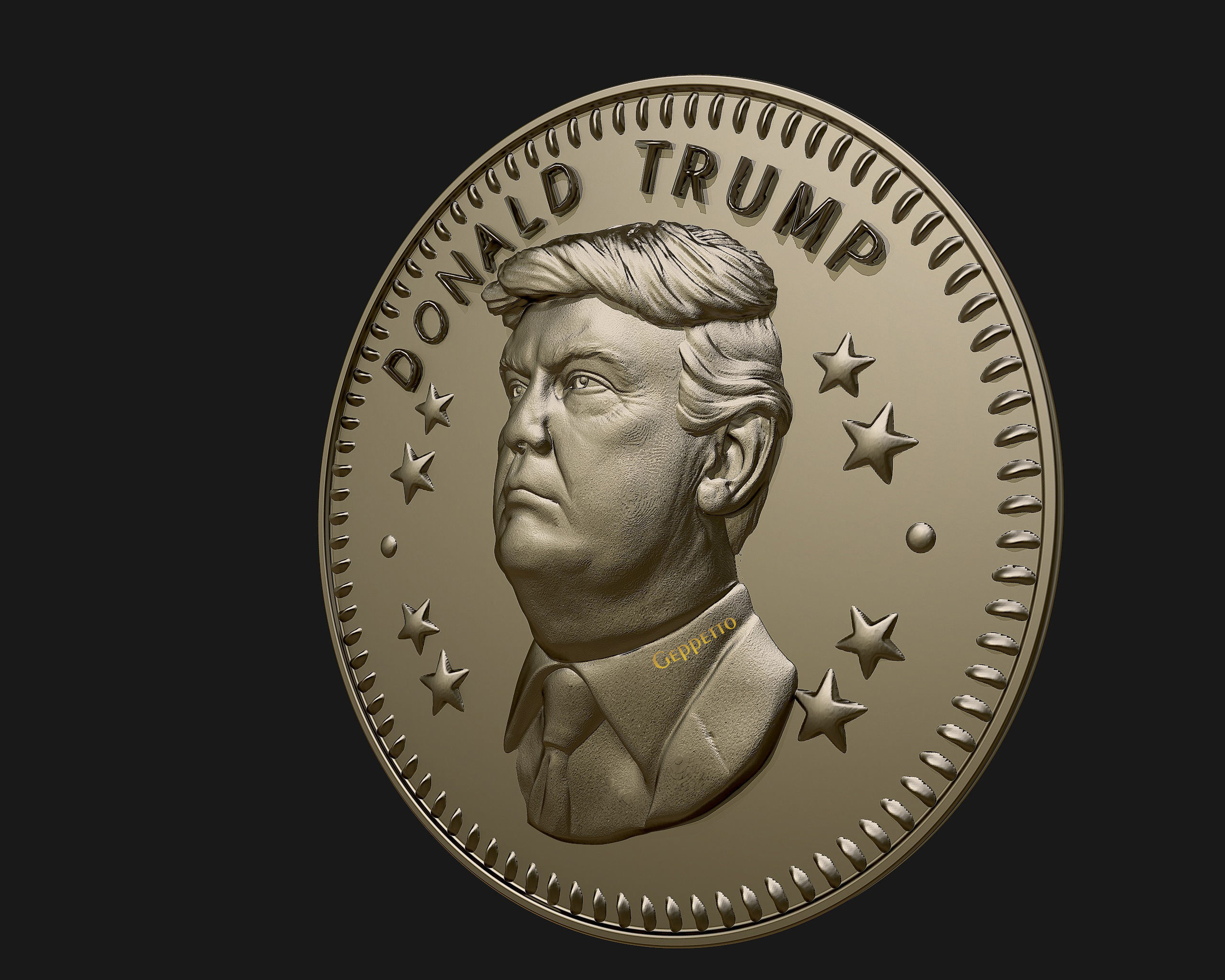 Donald Trump coin ready to 3D print 3D print model_6