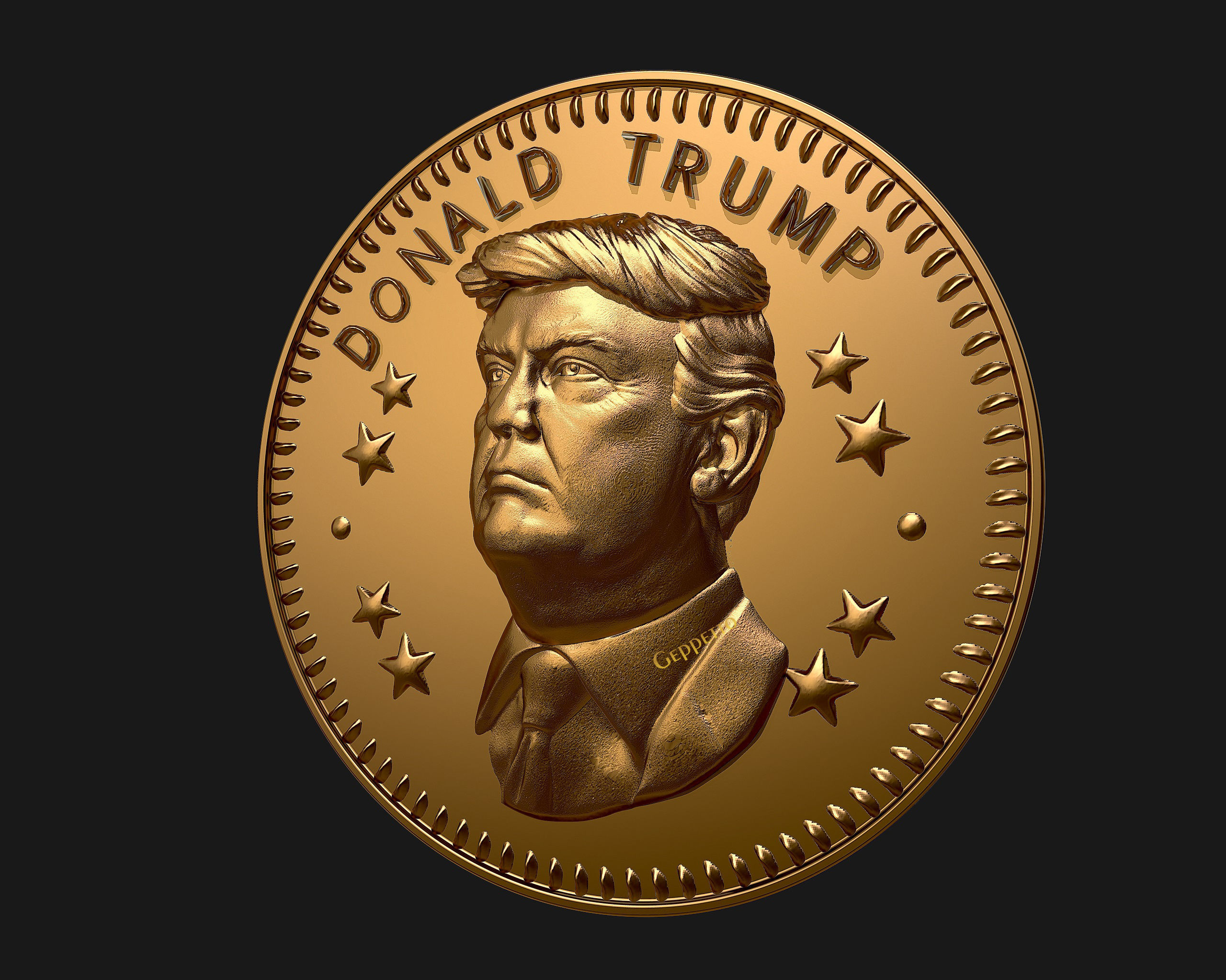 Donald Trump coin ready to 3D print 3D print model_2