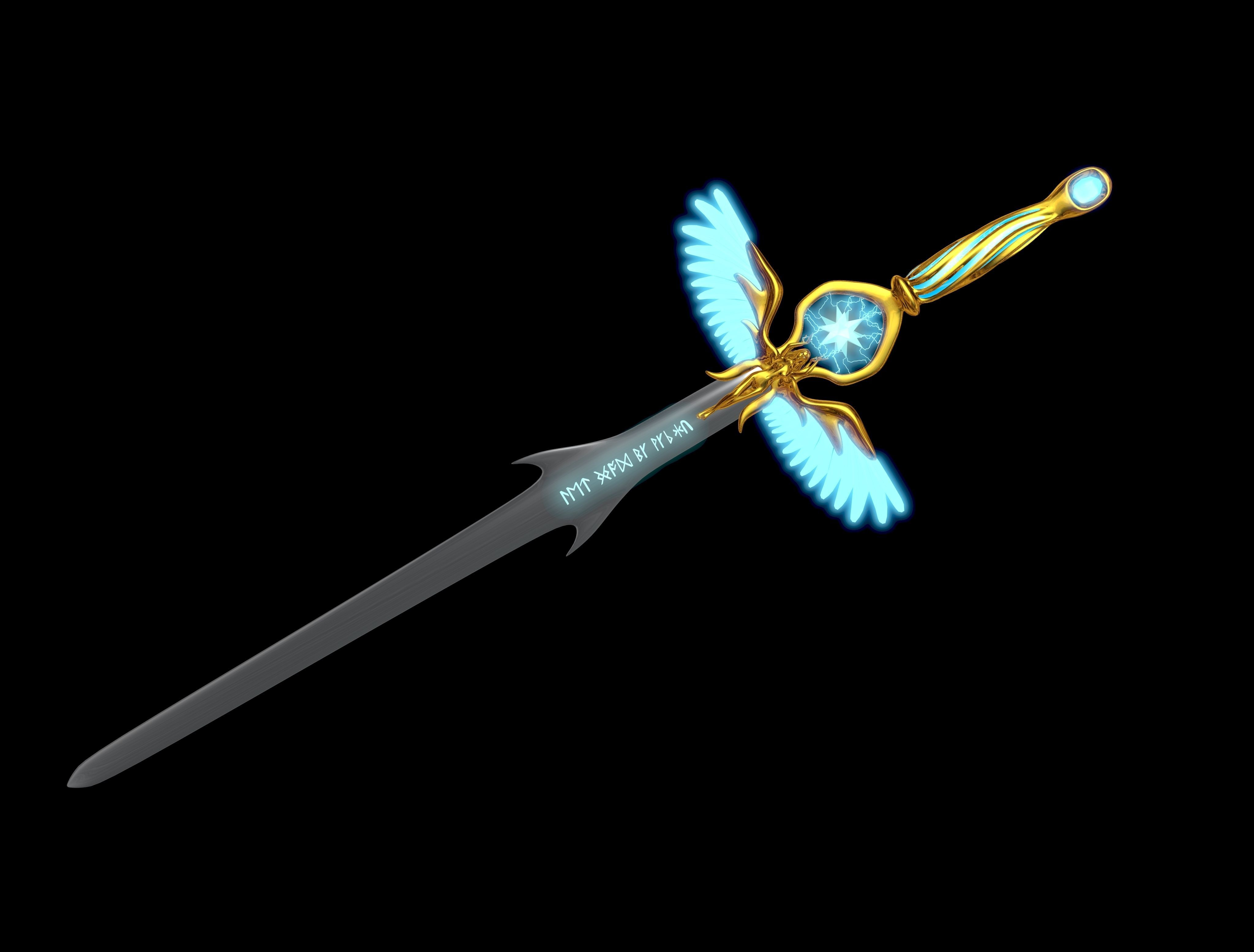 Angel sword Low-poly 3D model_2
