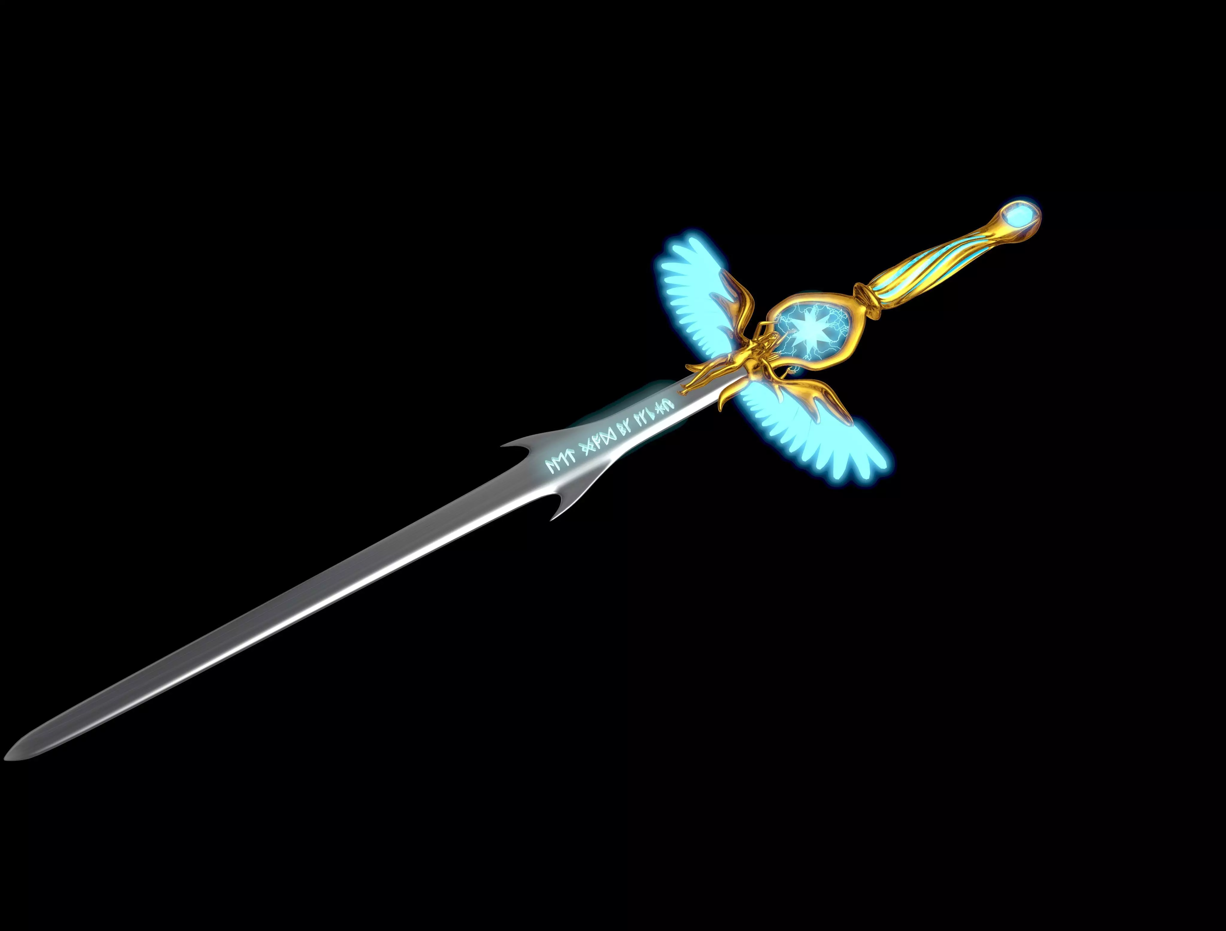 Angel sword Low-poly 3D model_0