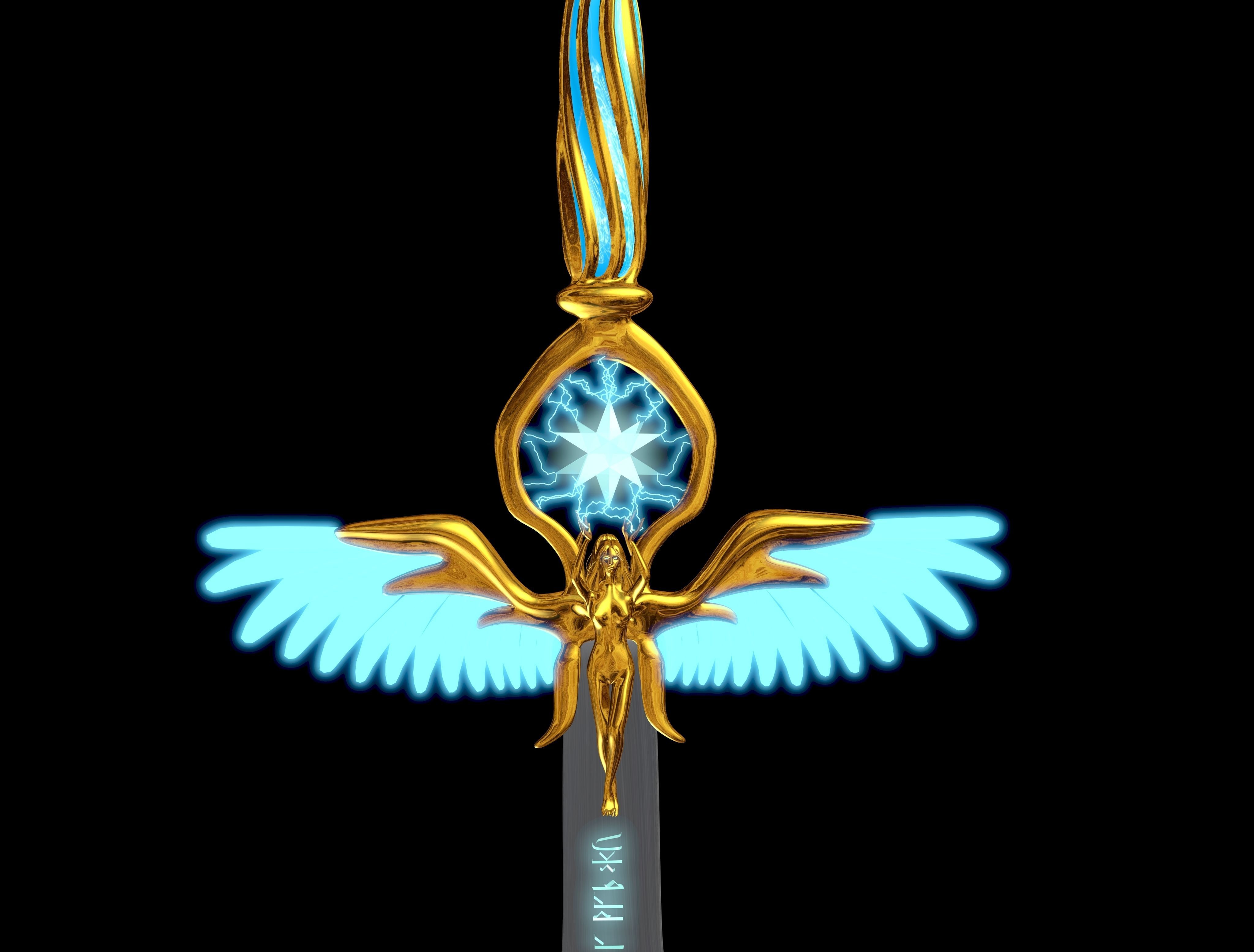 Angel sword Low-poly 3D model_5