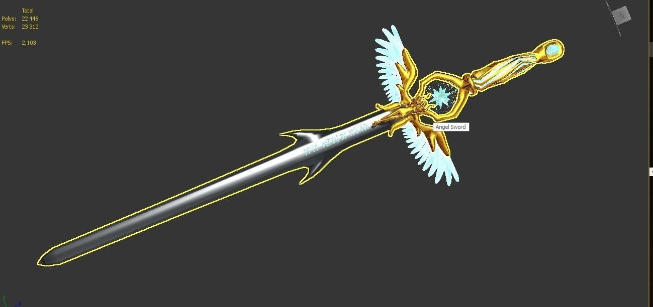 Angel sword Low-poly 3D model_13