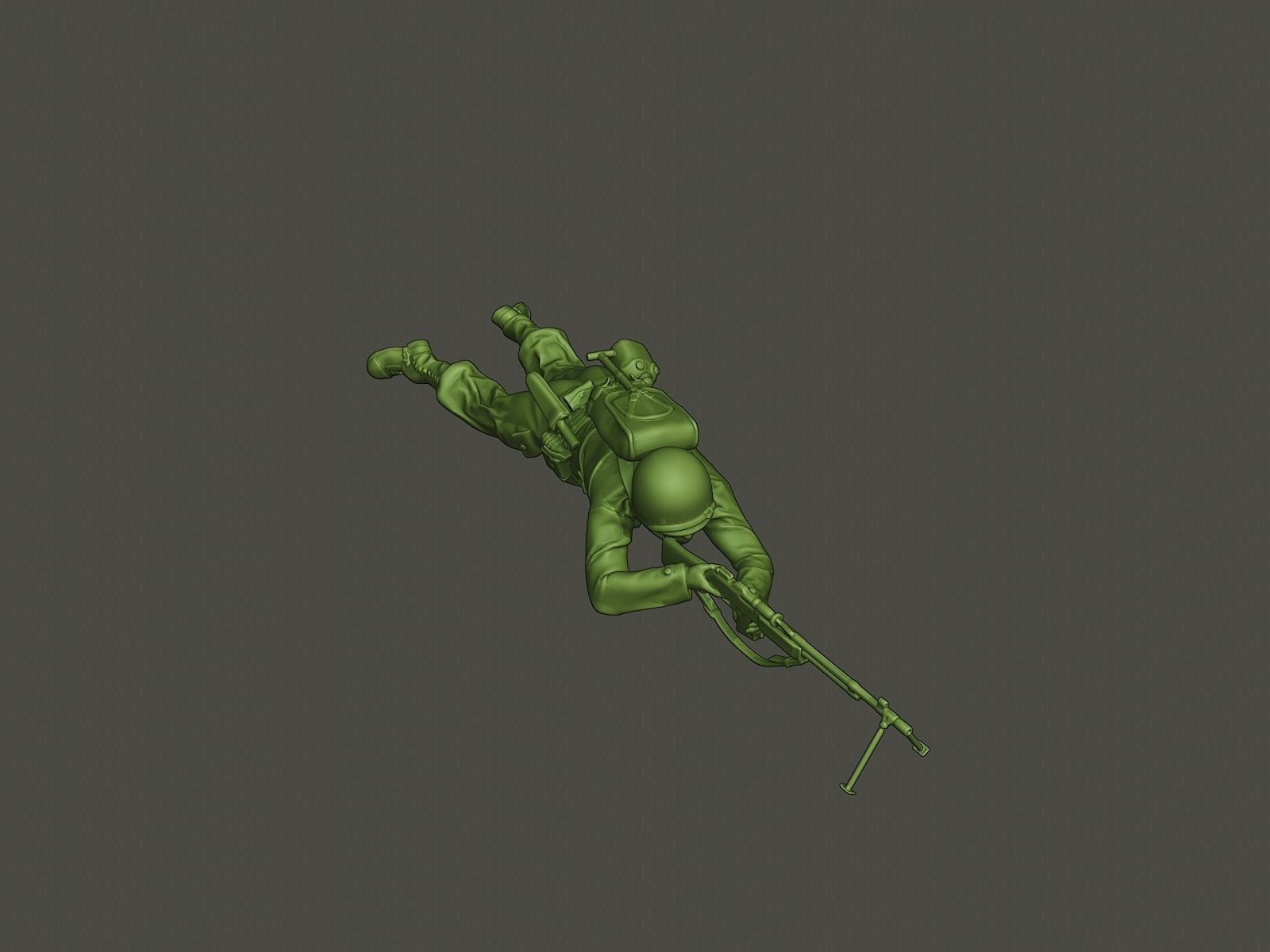 American soldier ww2 shoot lying down A3 3D print model_10