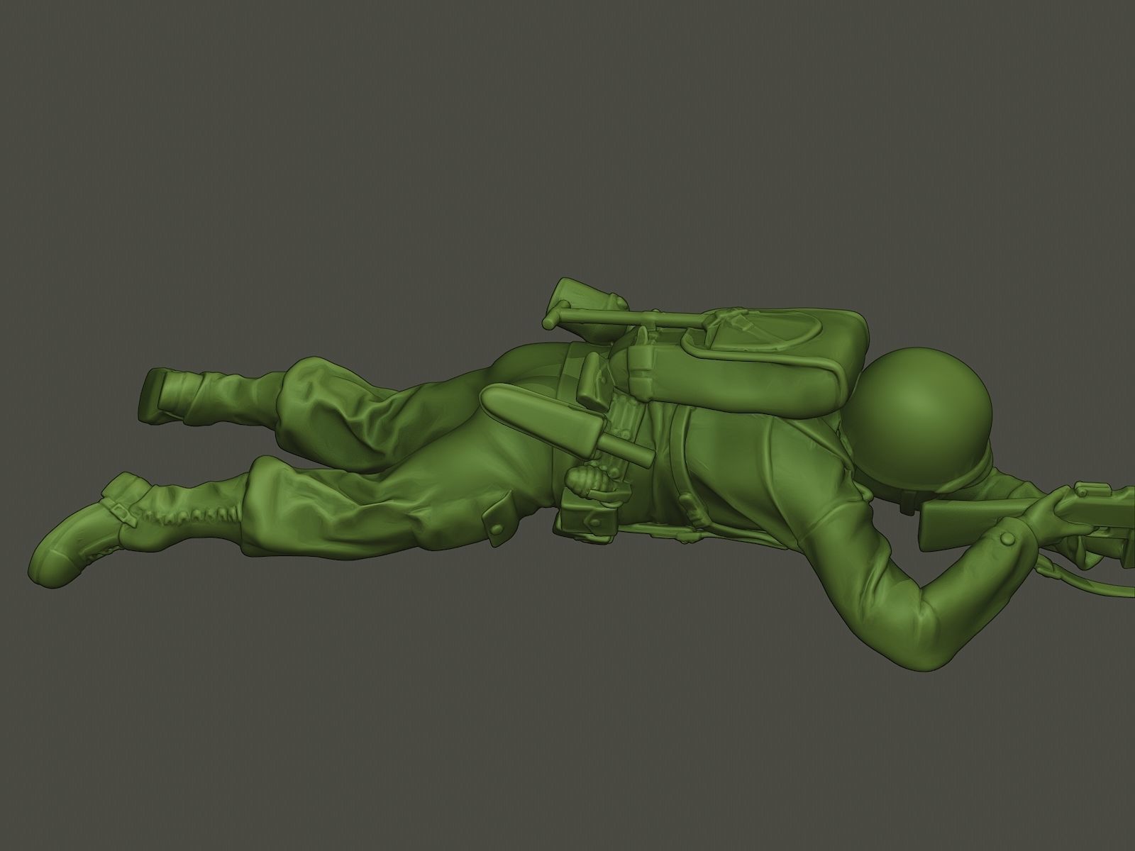 American soldier ww2 shoot lying down A3 3D print model_20