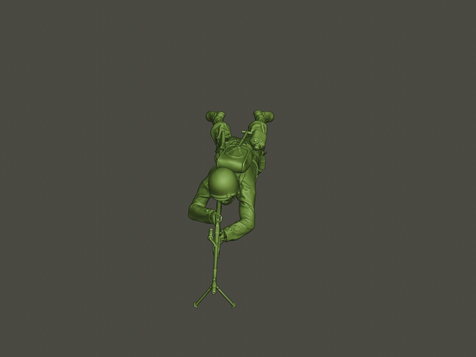 American soldier ww2 shoot lying down A3 3D print model_11