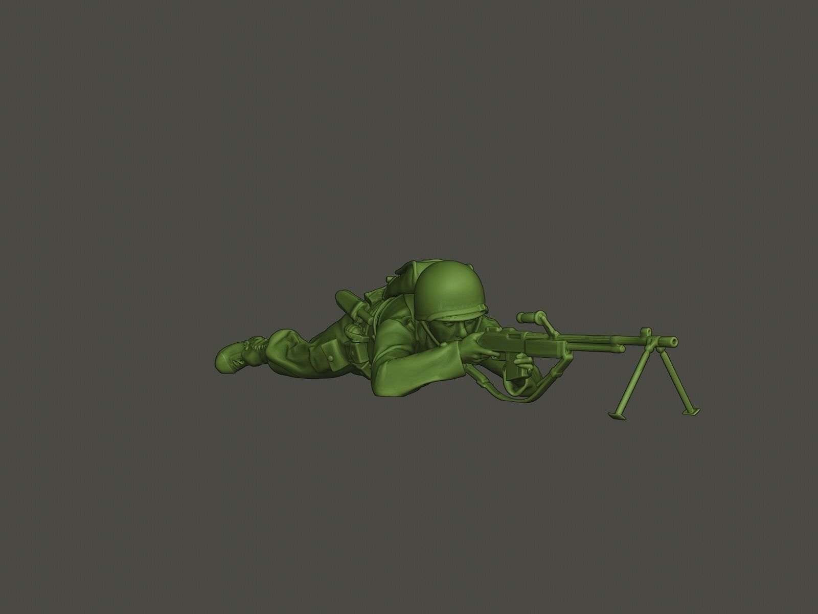 American soldier ww2 shoot lying down A3 3D print model_14