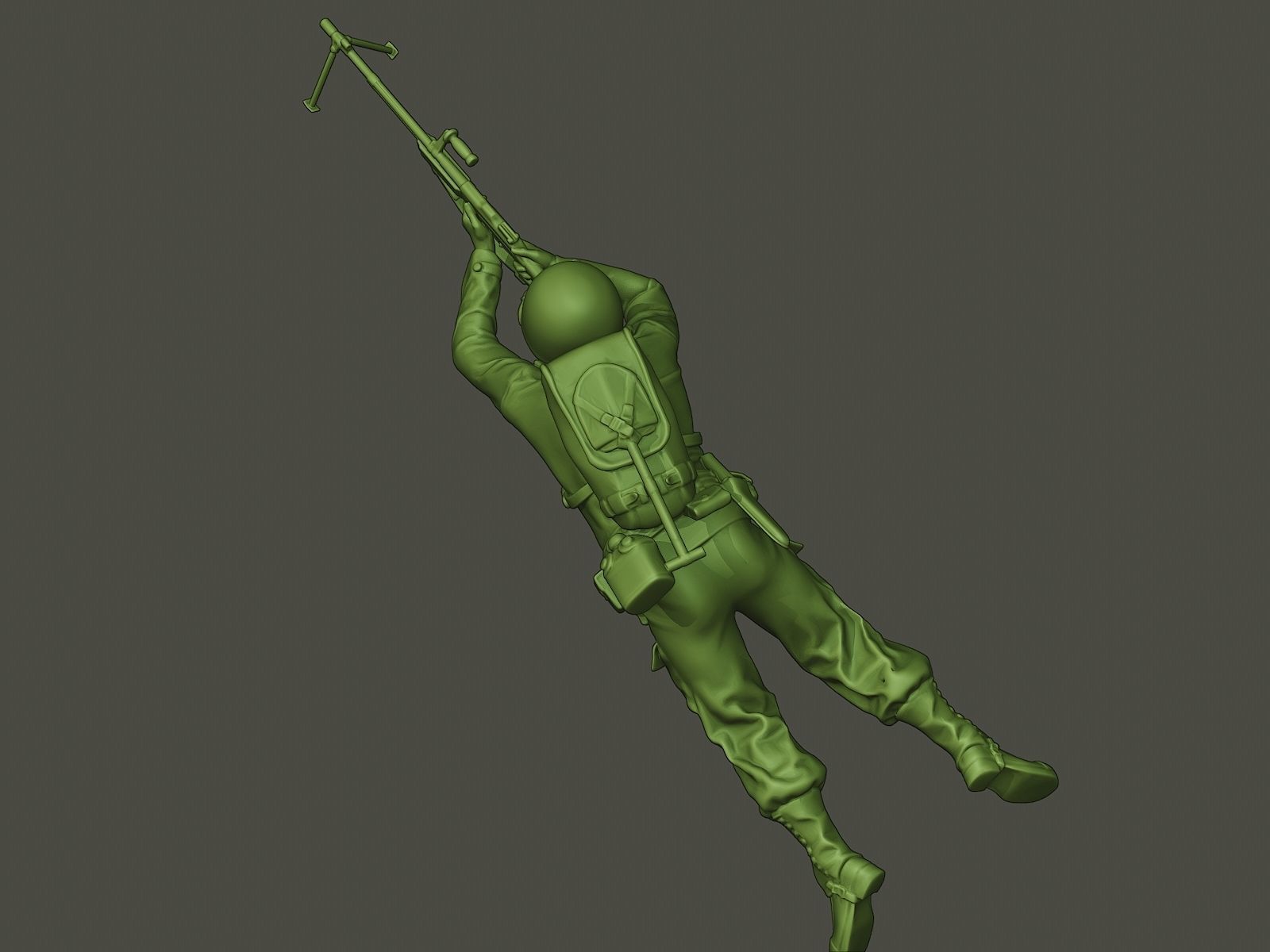 American soldier ww2 shoot lying down A3 3D print model_15