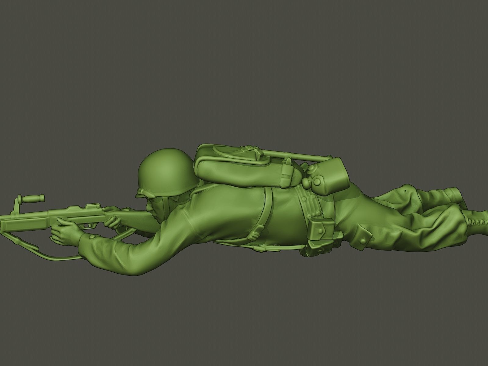 American soldier ww2 shoot lying down A3 3D print model_16