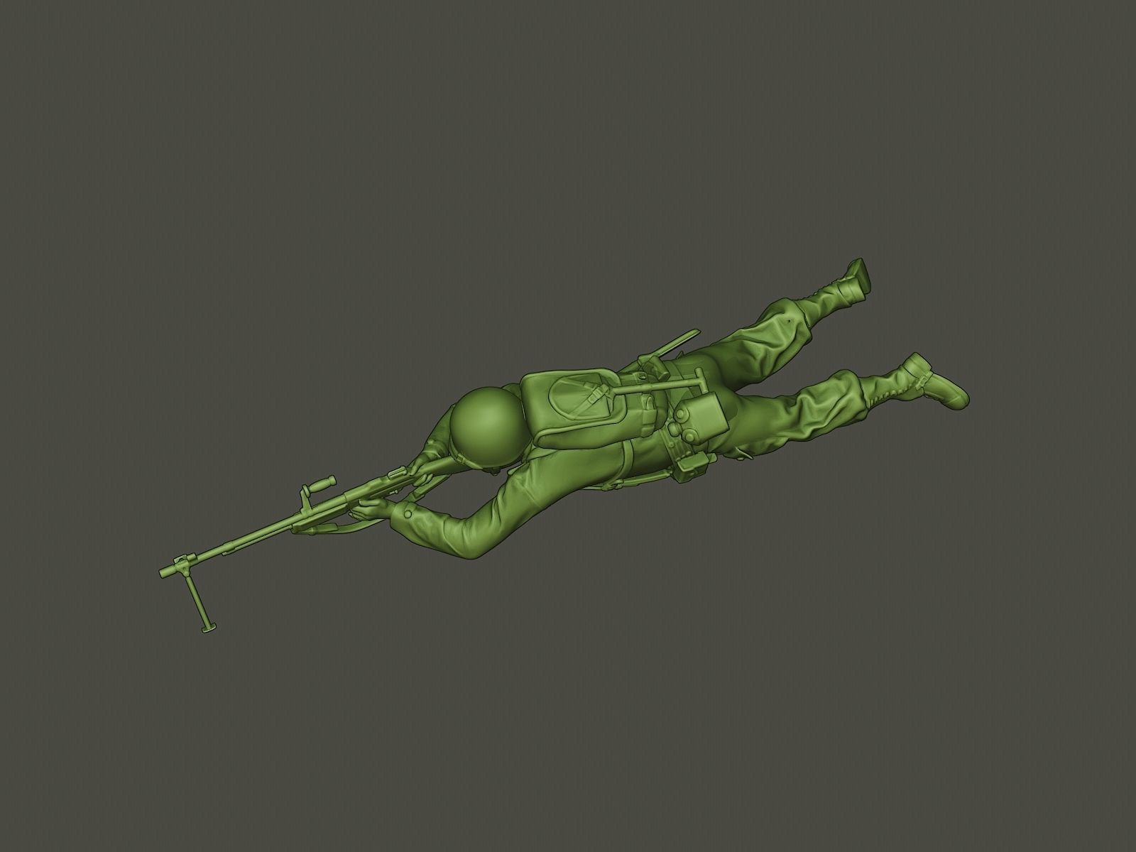 American soldier ww2 shoot lying down A3 3D print model_12