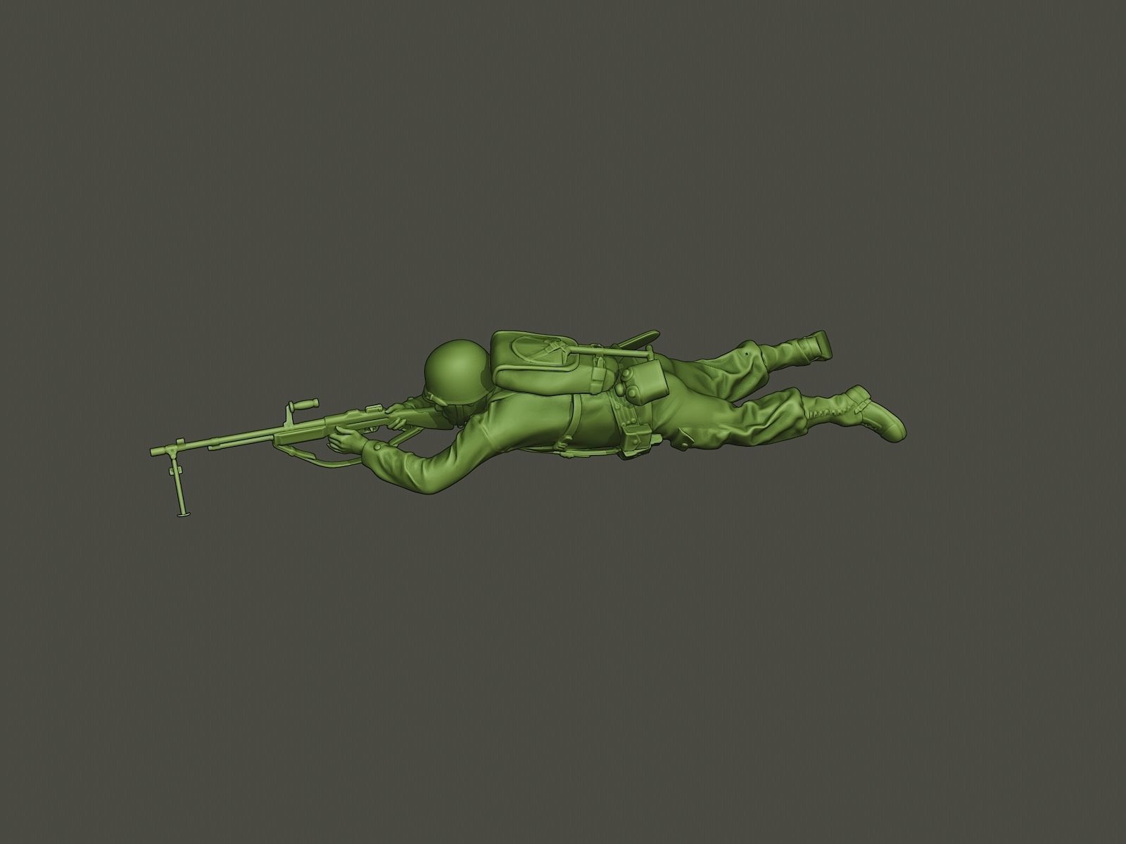 American soldier ww2 shoot lying down A3 3D print model_5