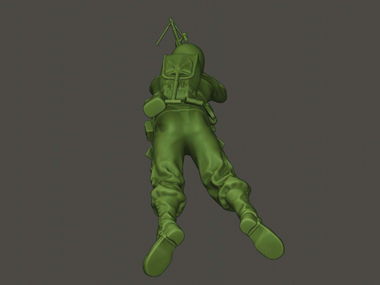 American soldier ww2 shoot lying down A3 3D print model_18