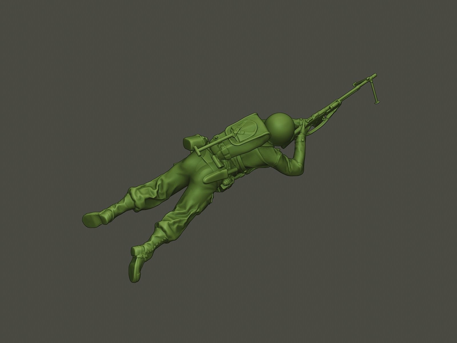 American soldier ww2 shoot lying down A3 3D print model_21
