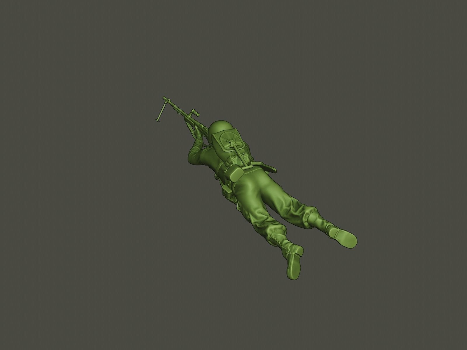American soldier ww2 shoot lying down A3 3D print model_3