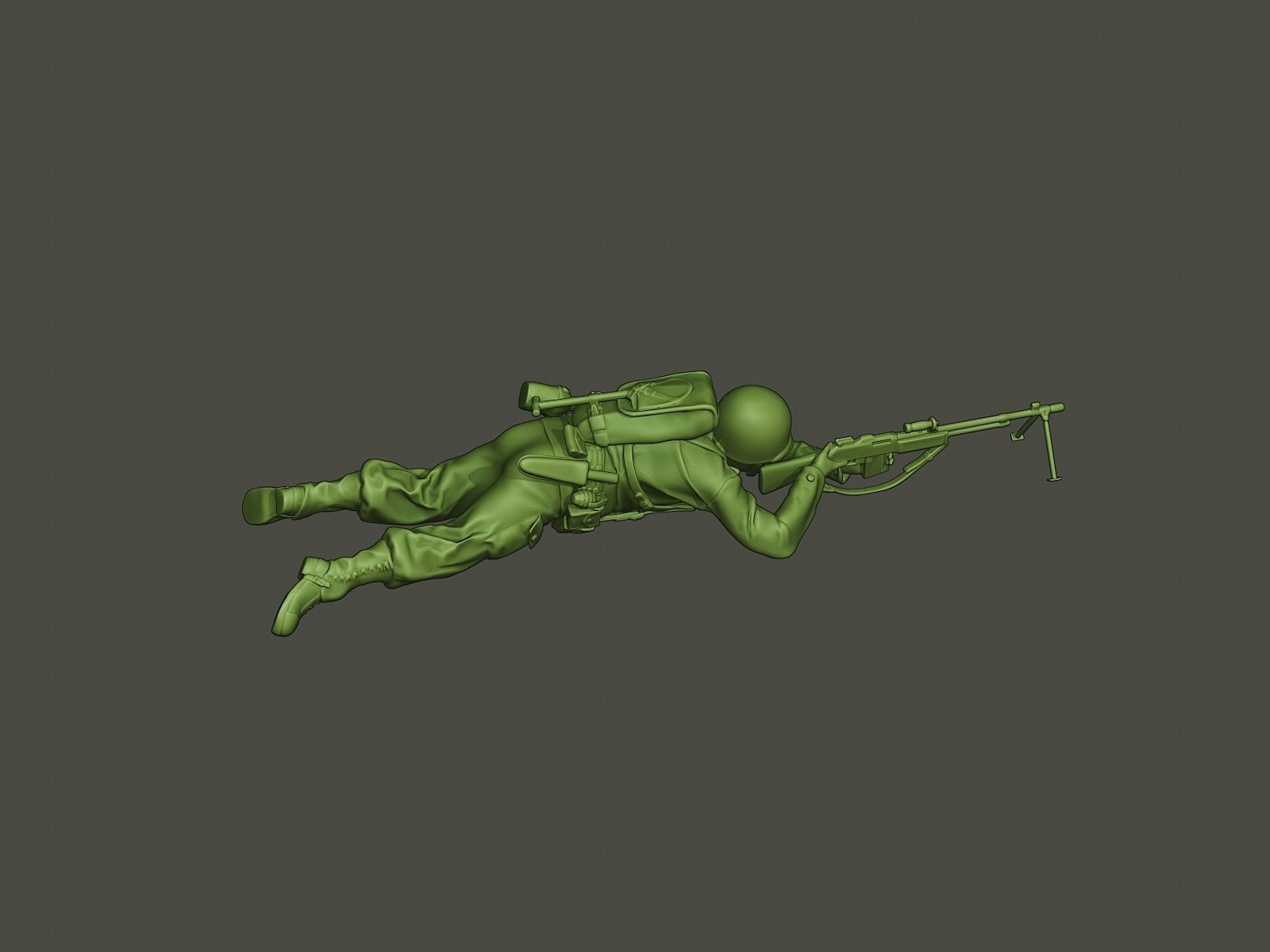 American soldier ww2 shoot lying down A3 3D print model_7