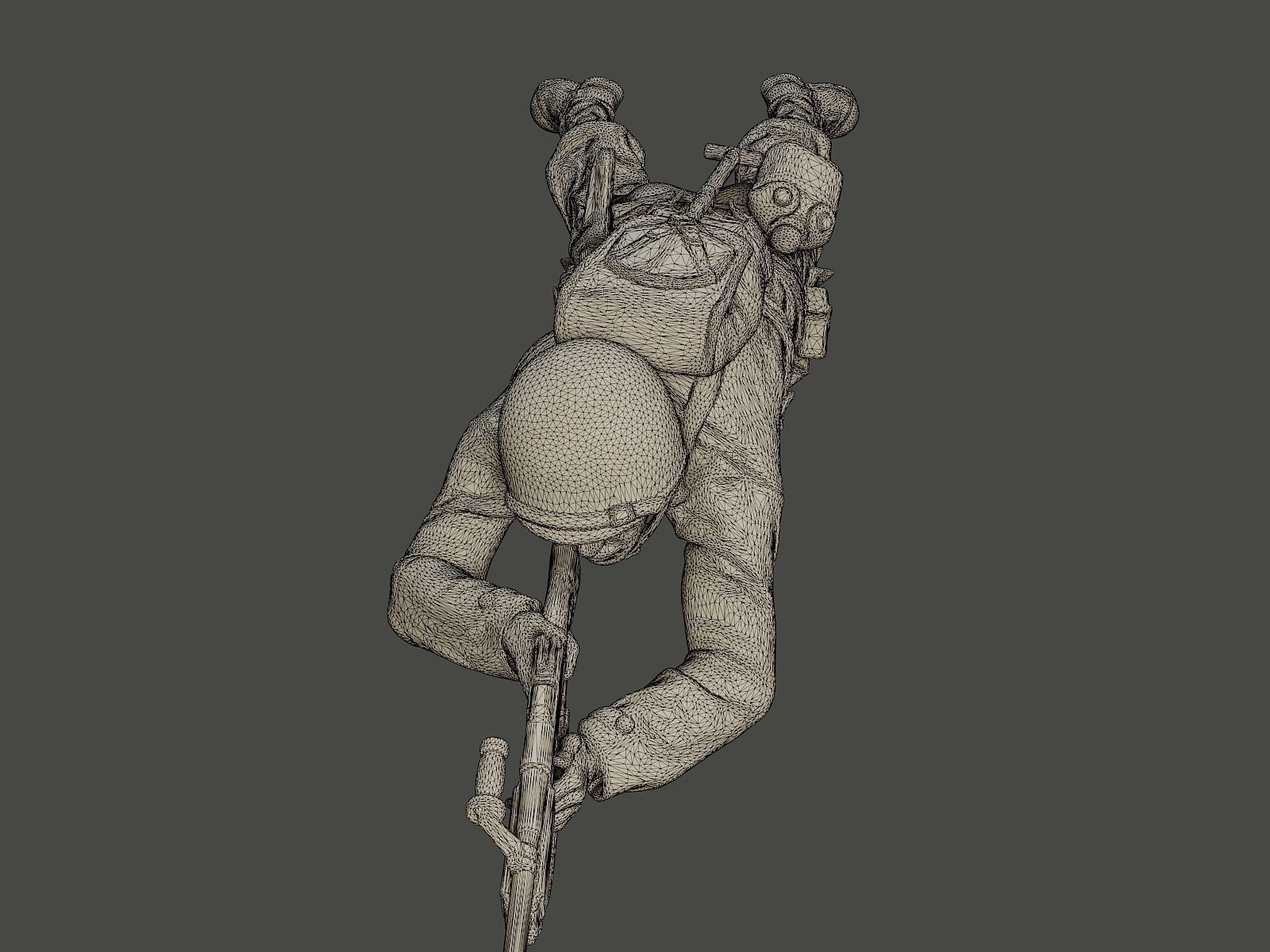 American soldier ww2 shoot lying down A3 3D print model_13