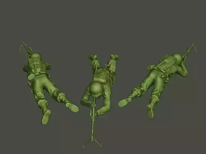 American soldier ww2 shoot lying down A3 3D print model