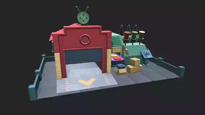 Stylized Cartoon Textile Factory