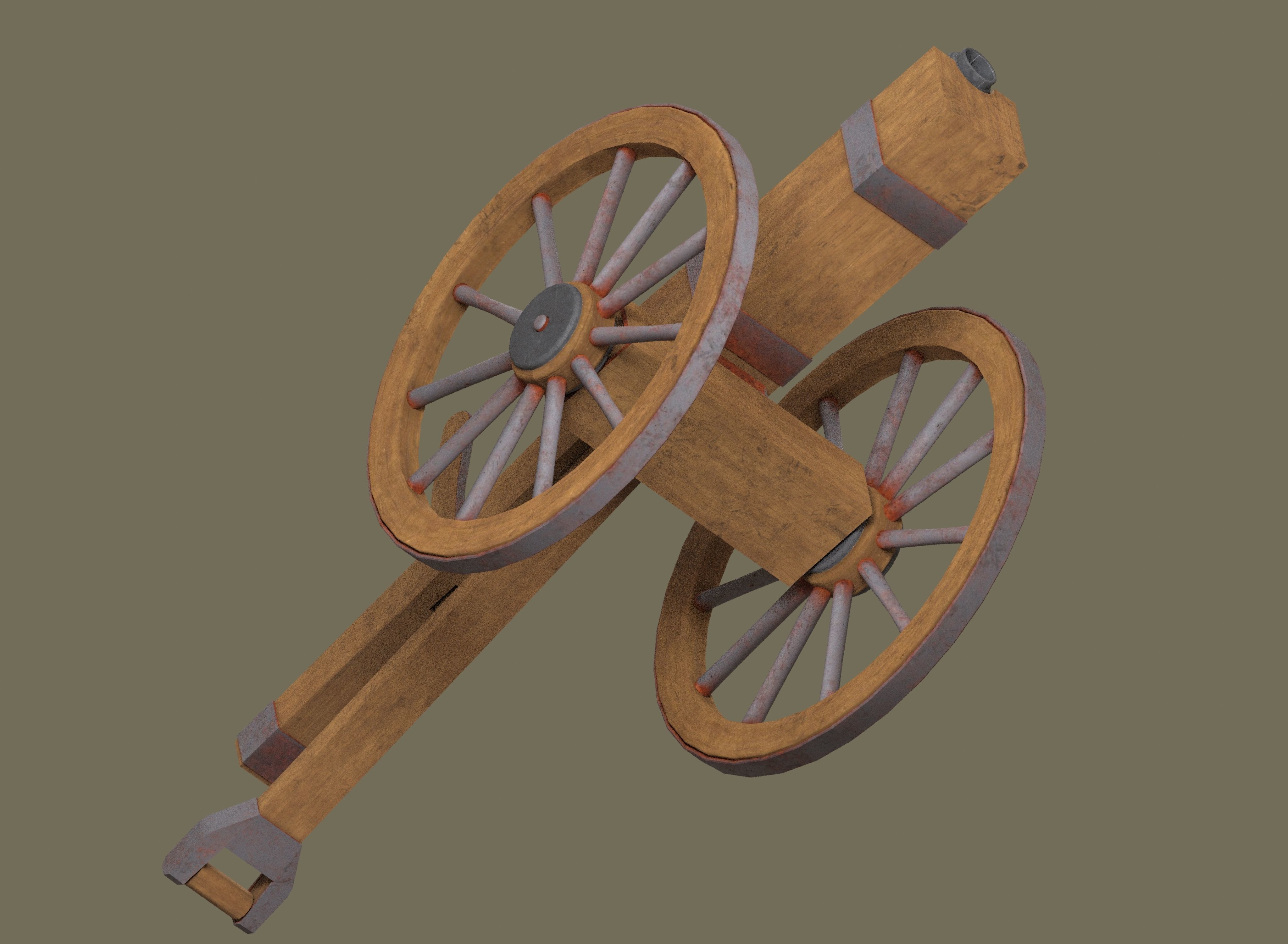 Medieval cannon Low-poly 3D model_14