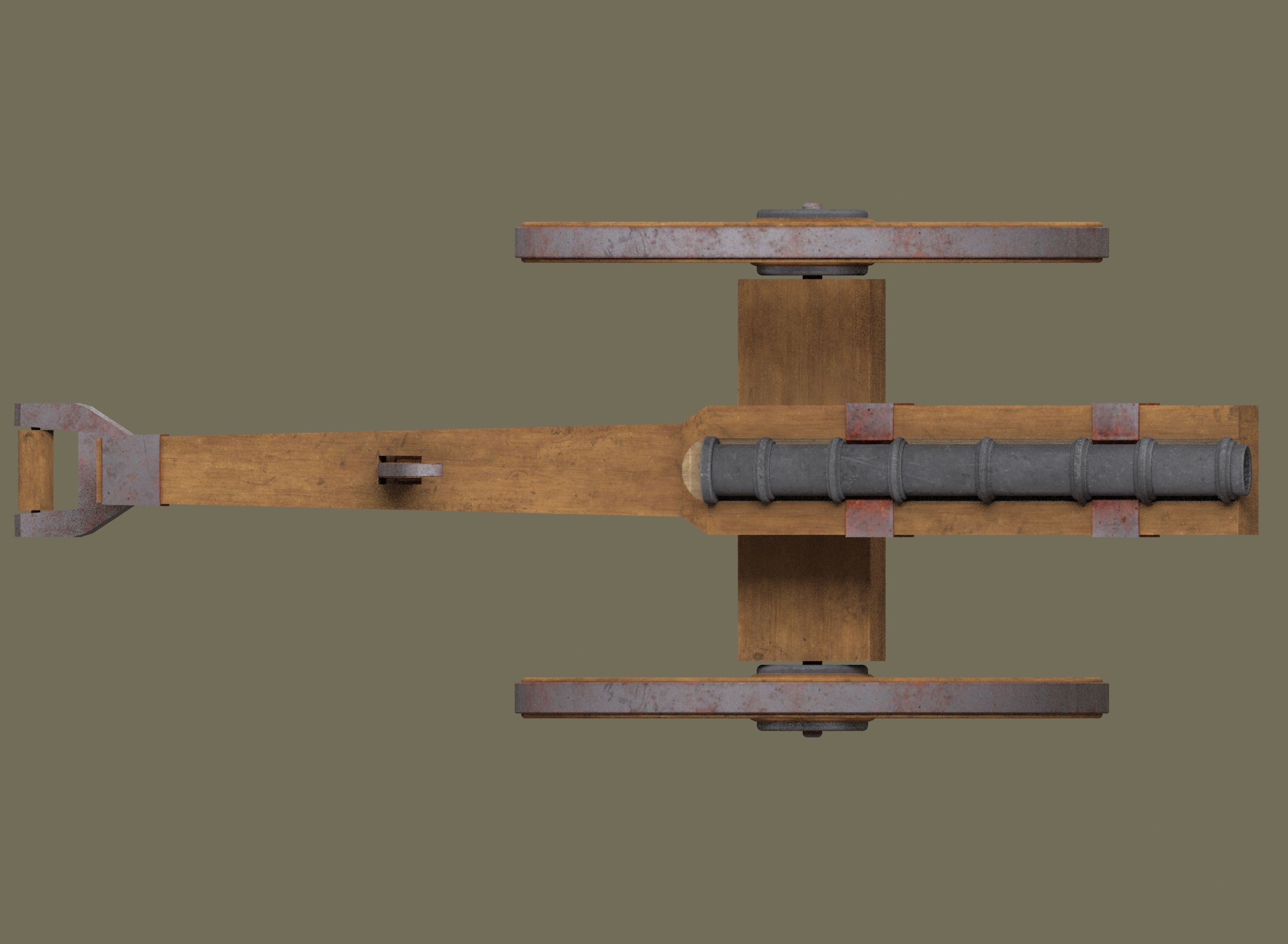 Medieval cannon Low-poly 3D model_11