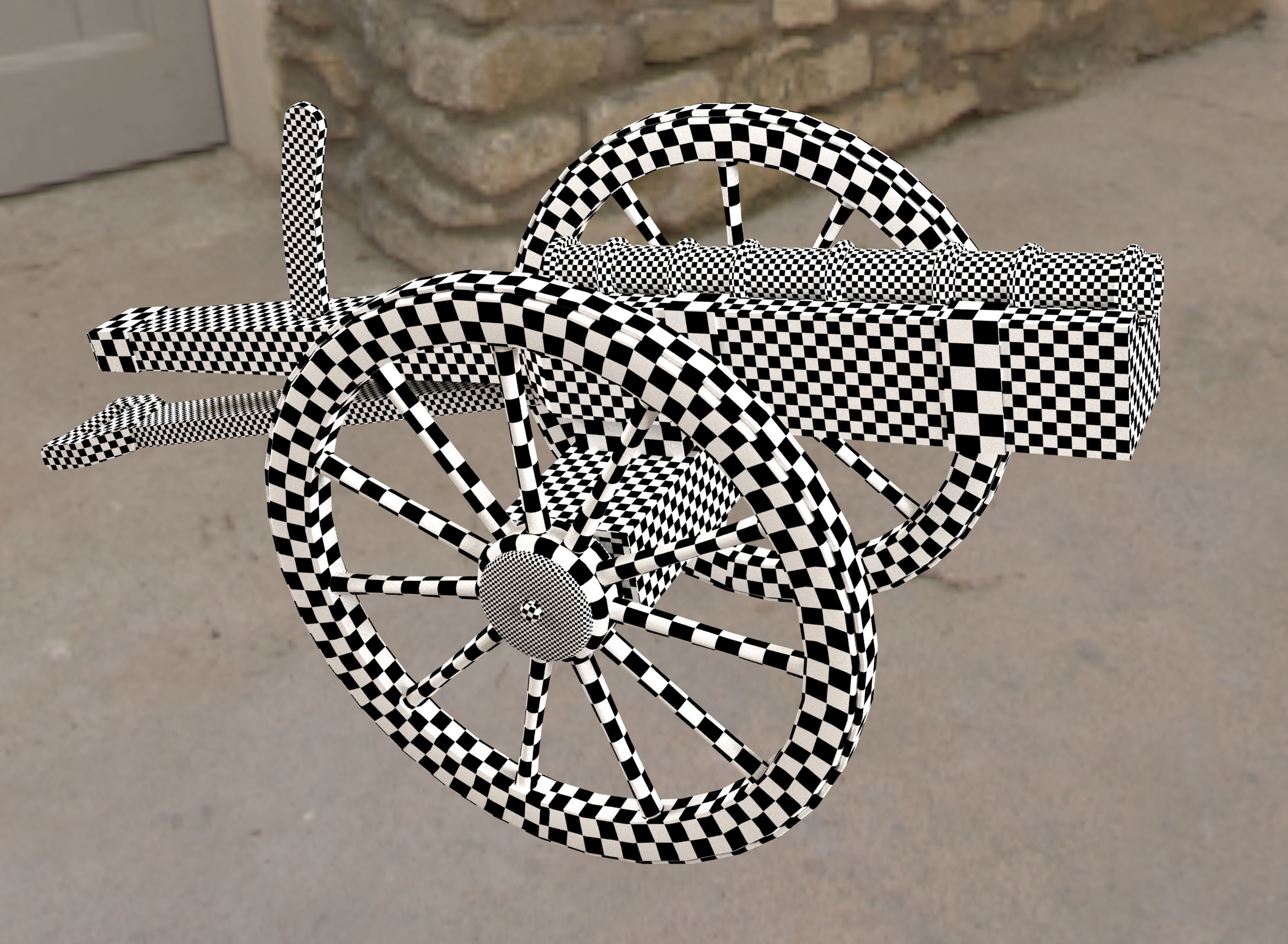 Medieval cannon Low-poly 3D model_16