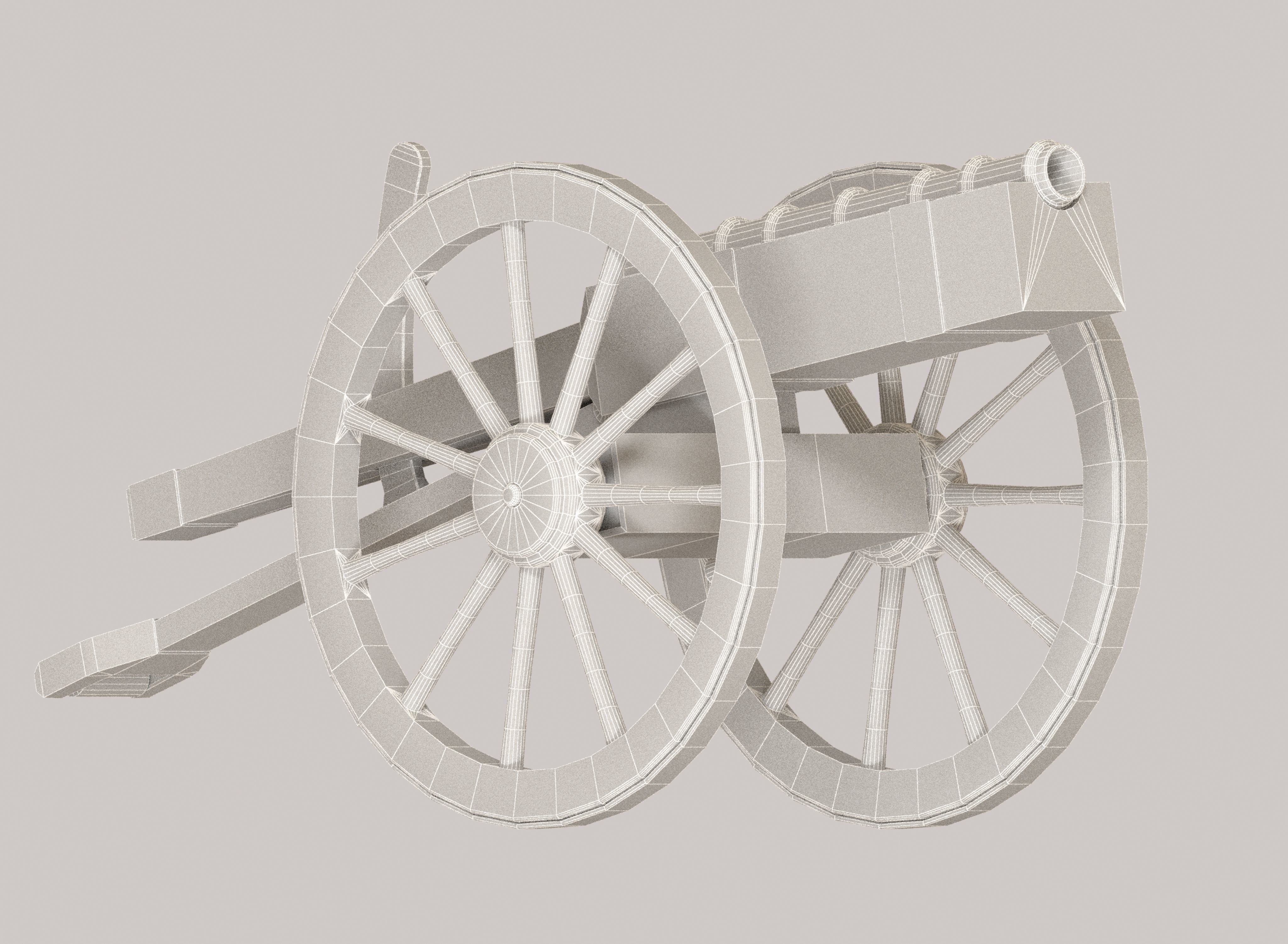 Medieval cannon Low-poly 3D model_30