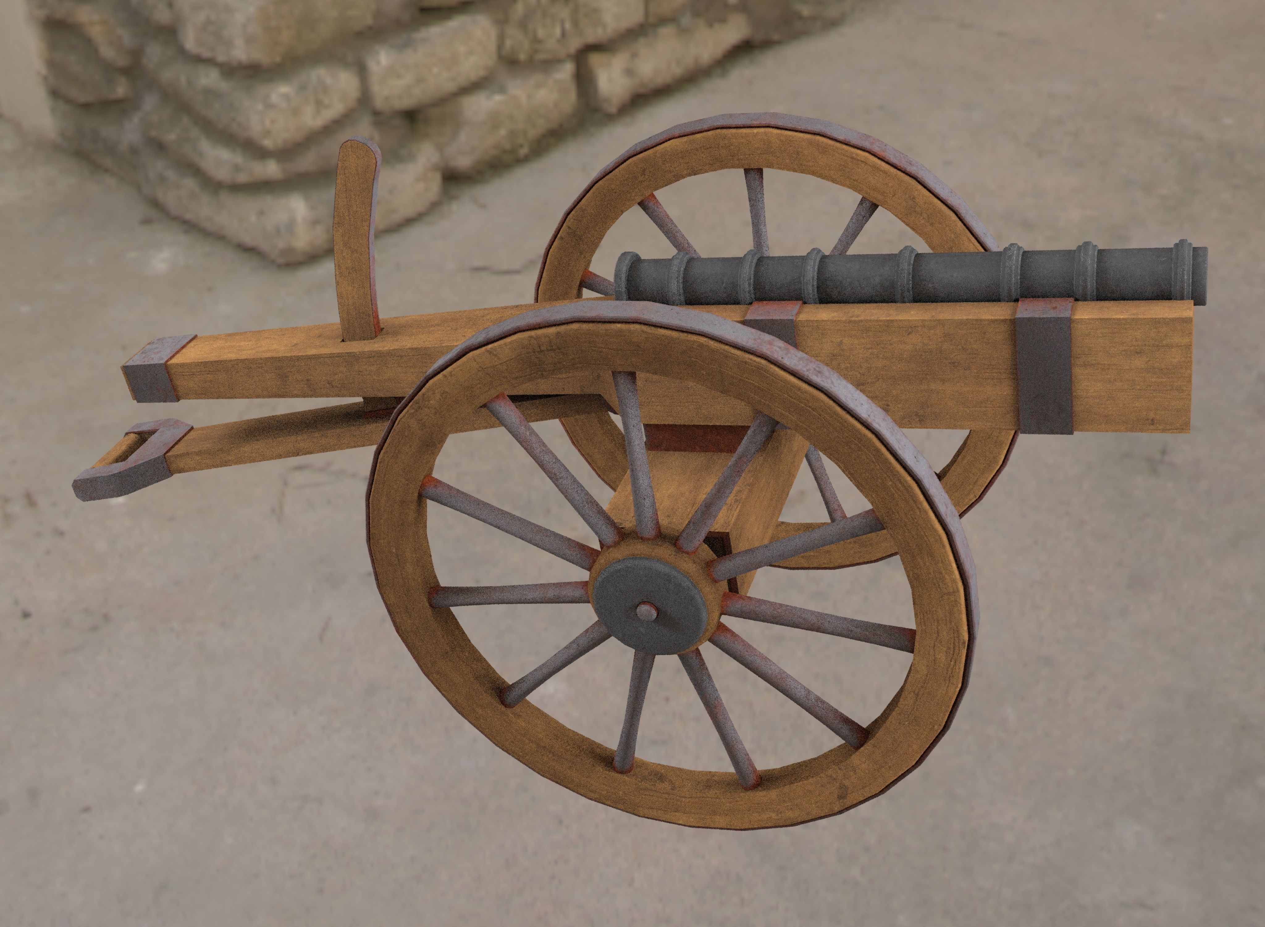 Medieval cannon Low-poly 3D model_5
