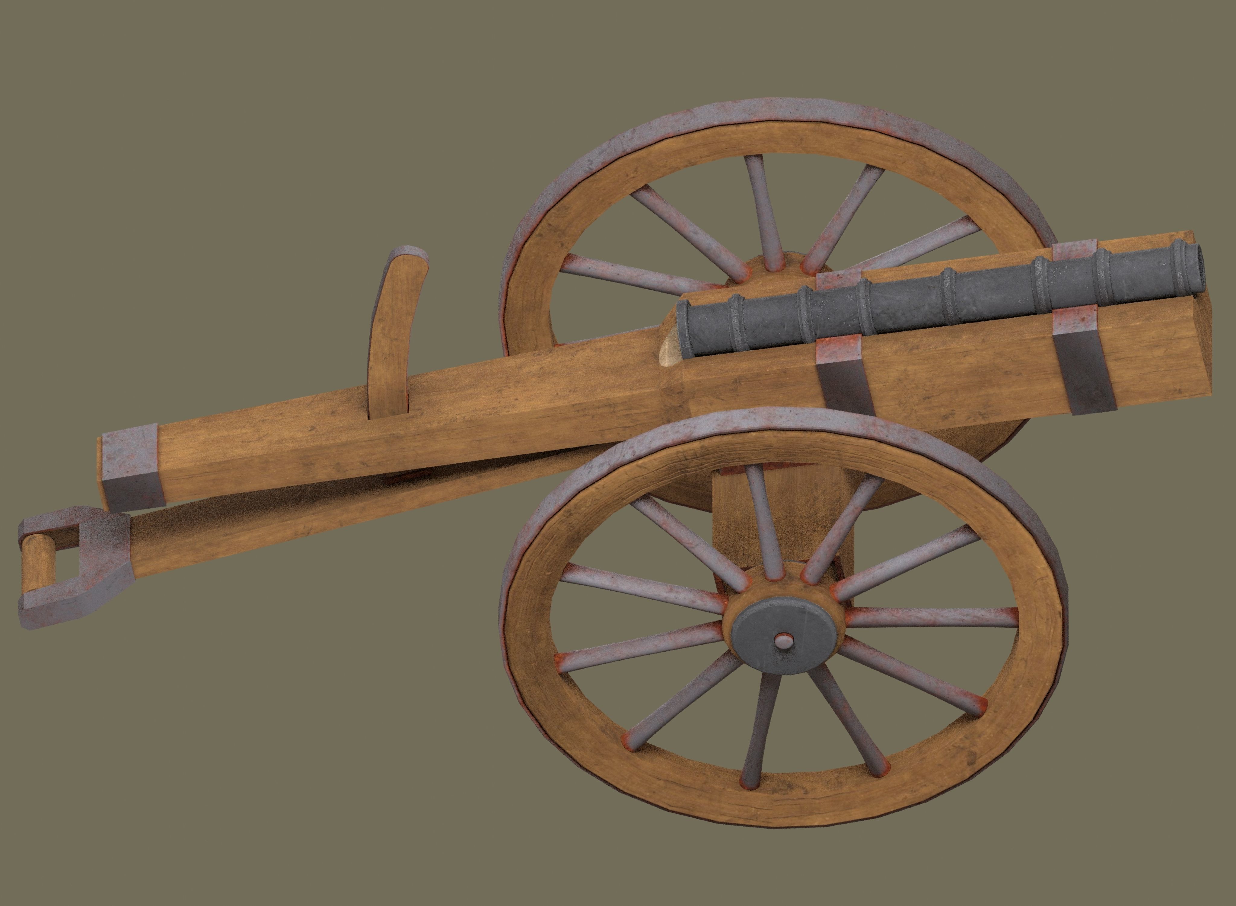 Medieval cannon Low-poly 3D model_2