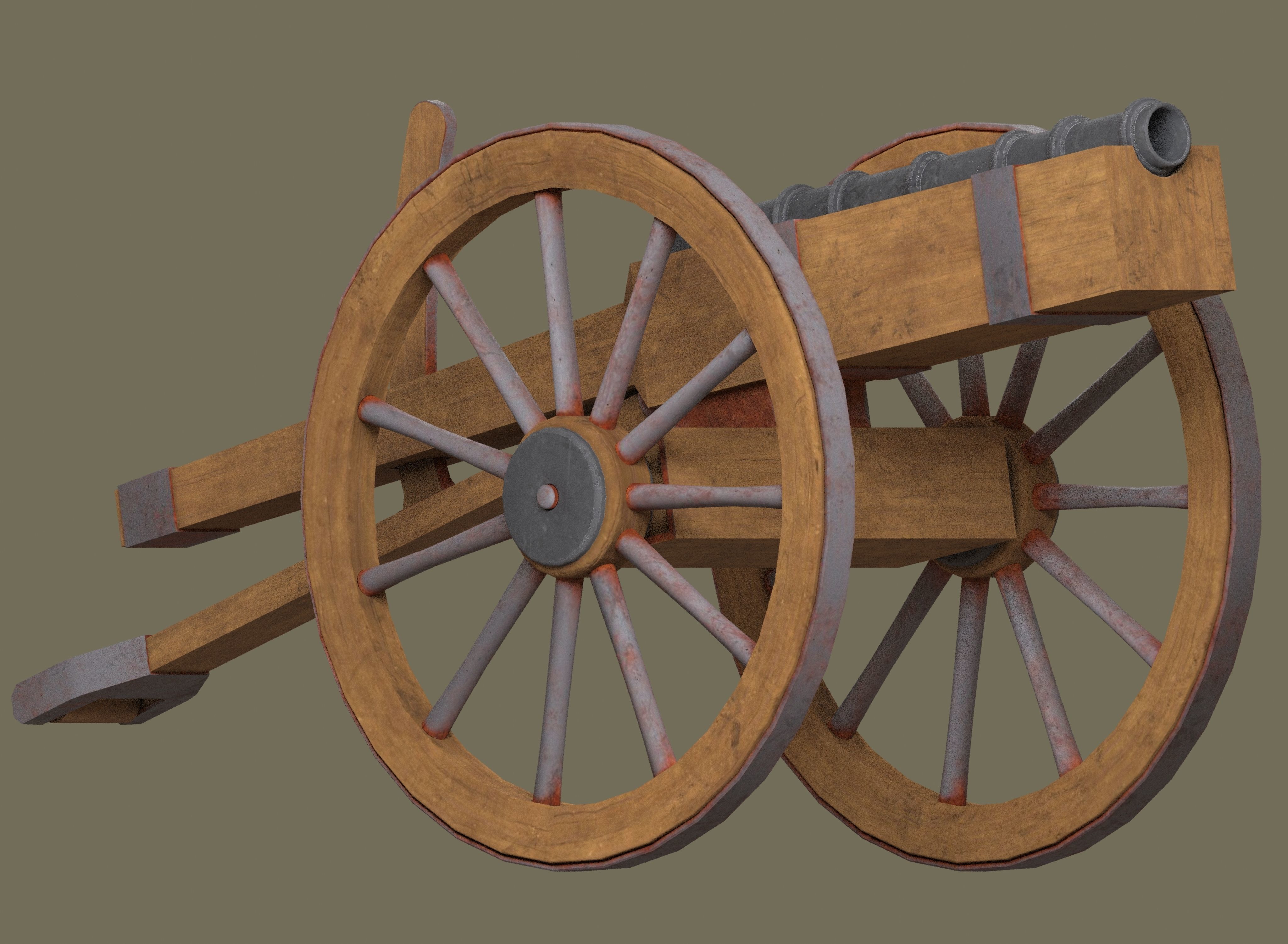 Medieval cannon Low-poly 3D model_13