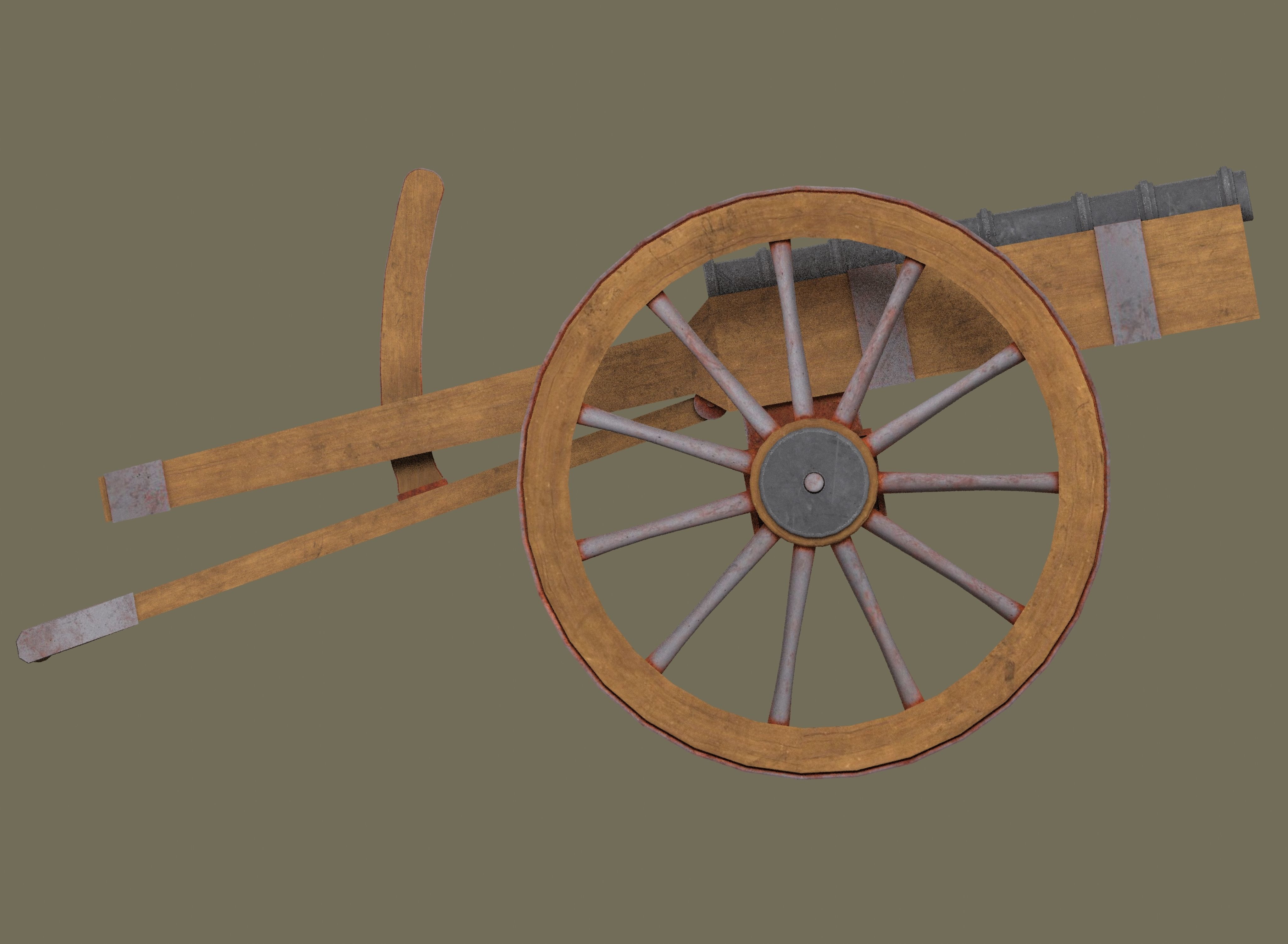 Medieval cannon Low-poly 3D model_10