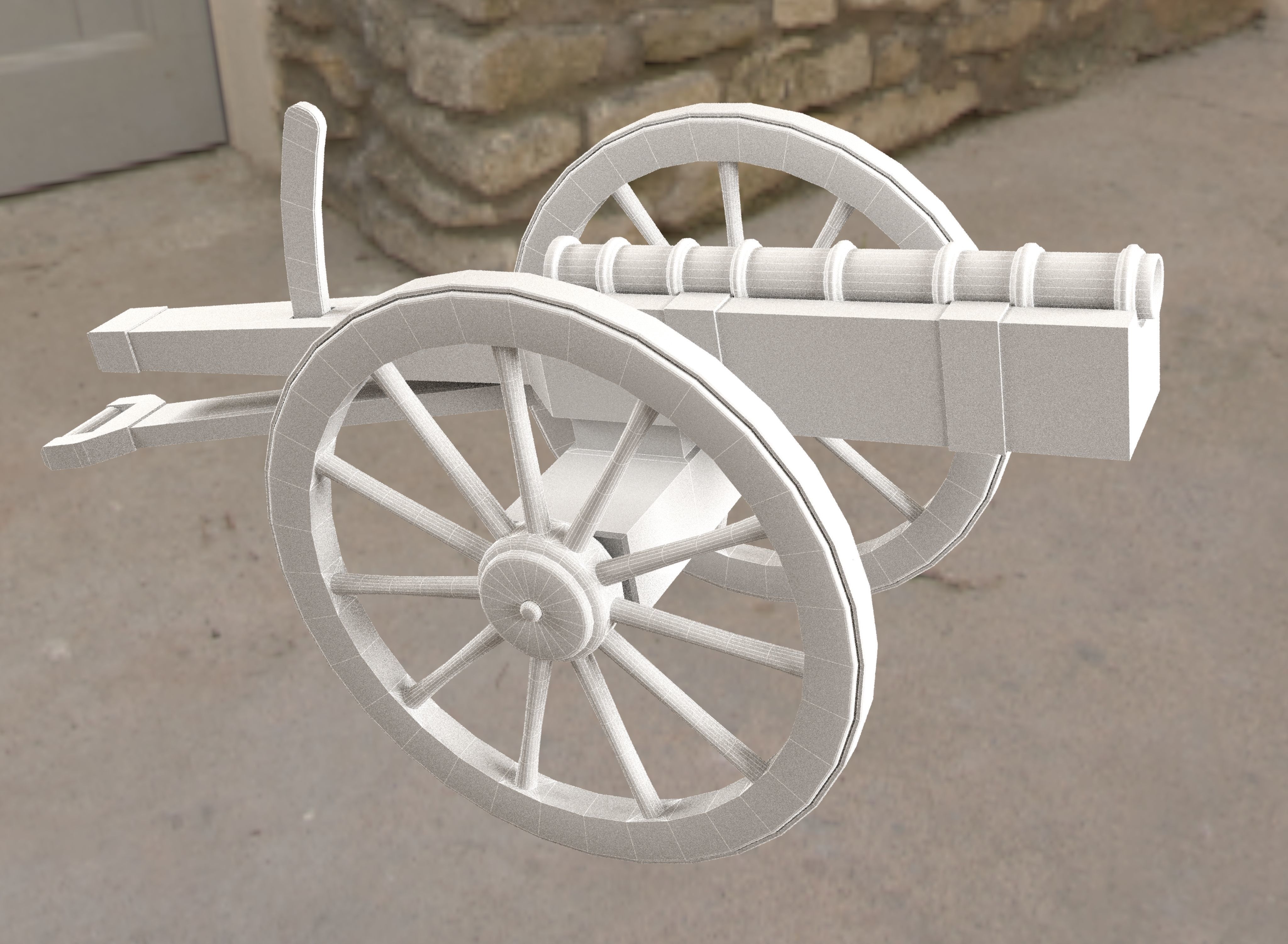 Medieval cannon Low-poly 3D model_6