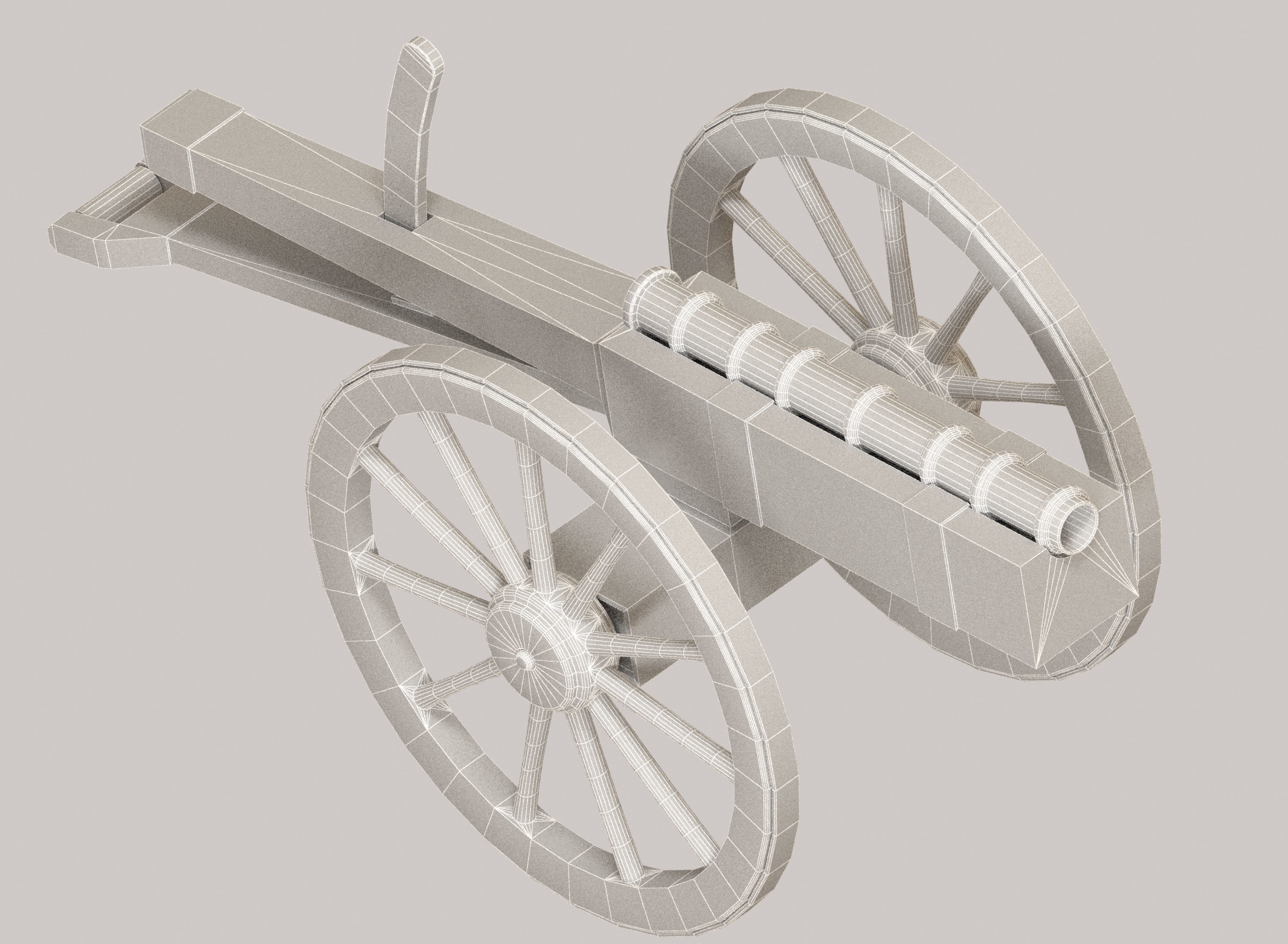 Medieval cannon Low-poly 3D model_1