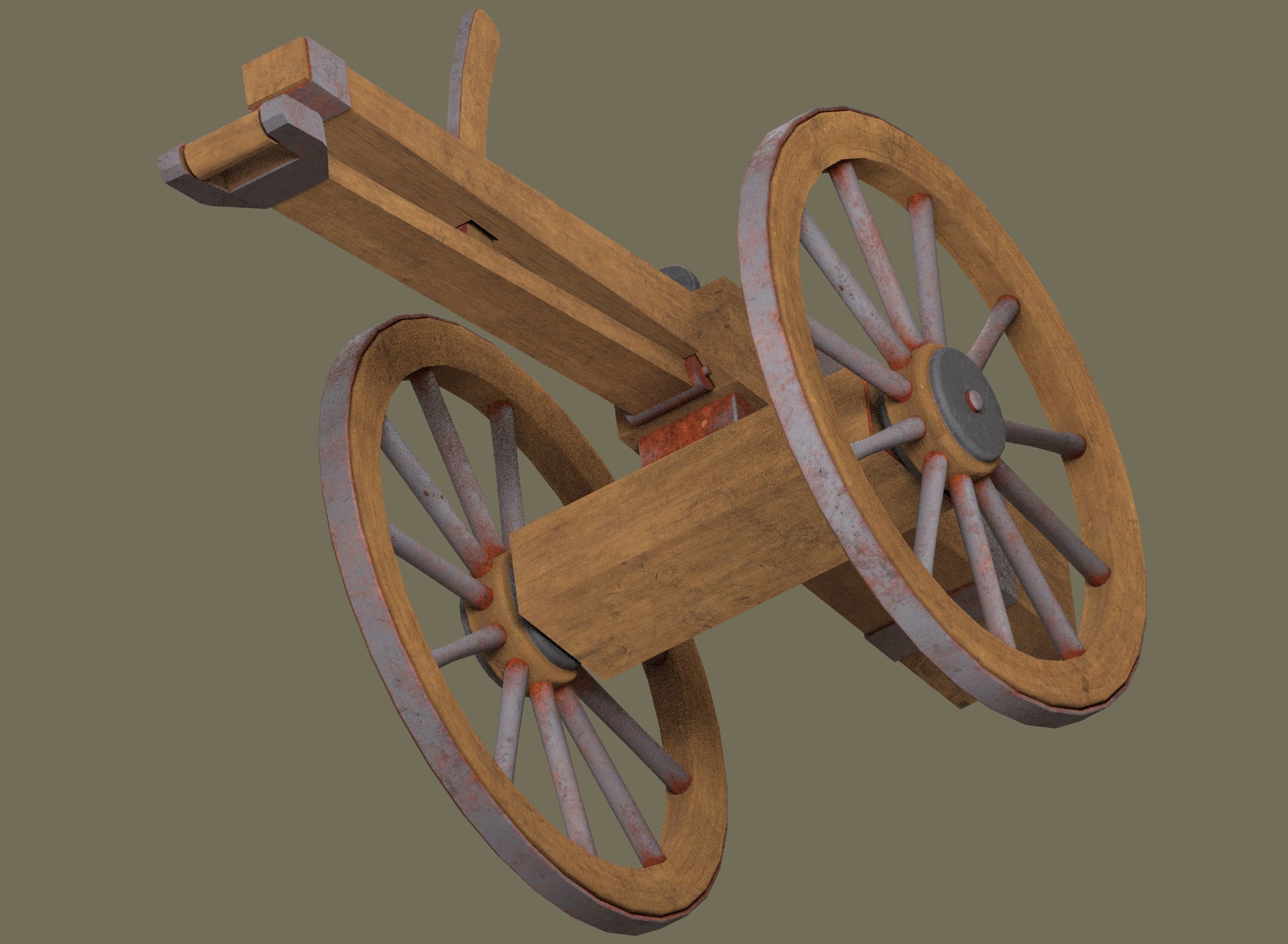 Medieval cannon Low-poly 3D model_9