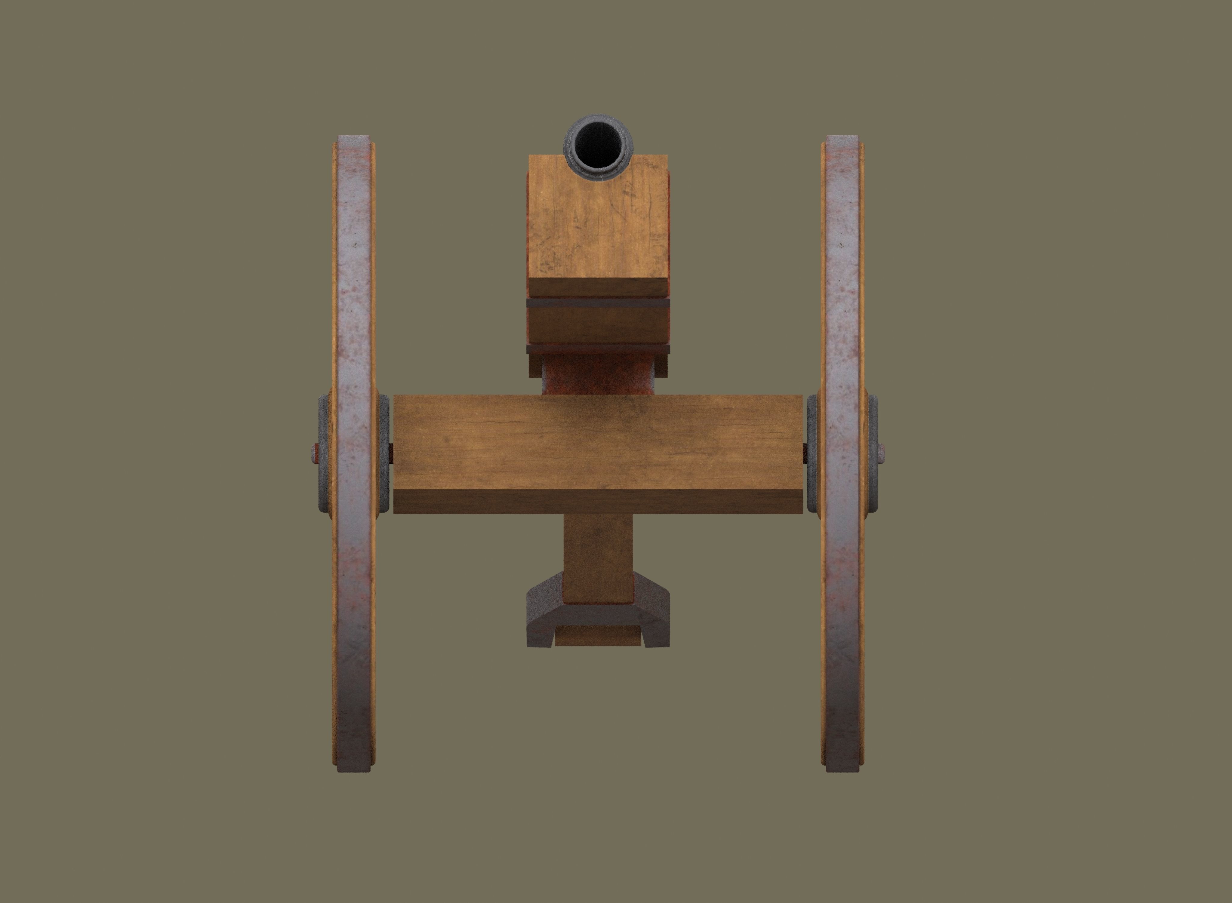 Medieval cannon Low-poly 3D model_7