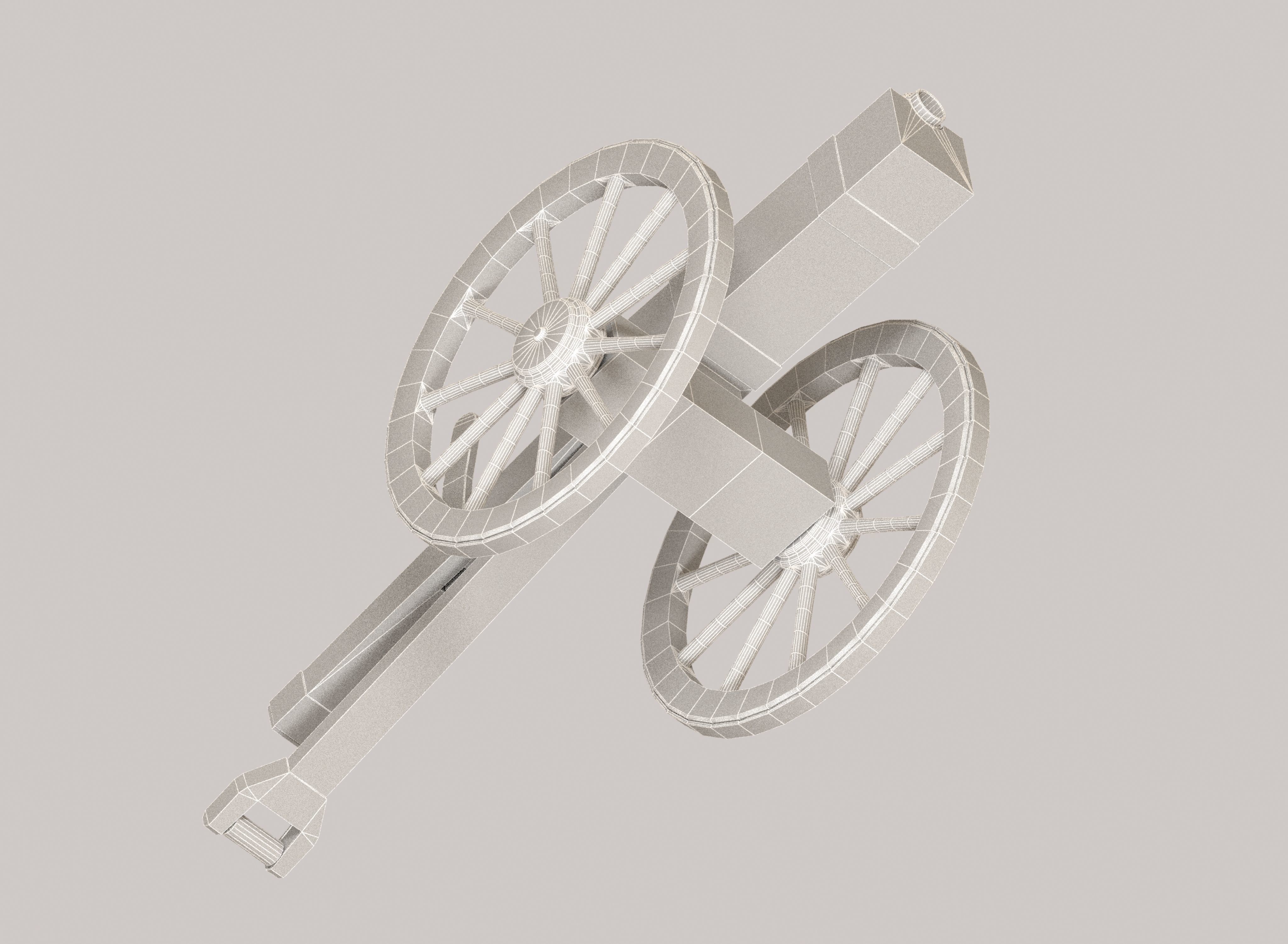 Medieval cannon Low-poly 3D model_31