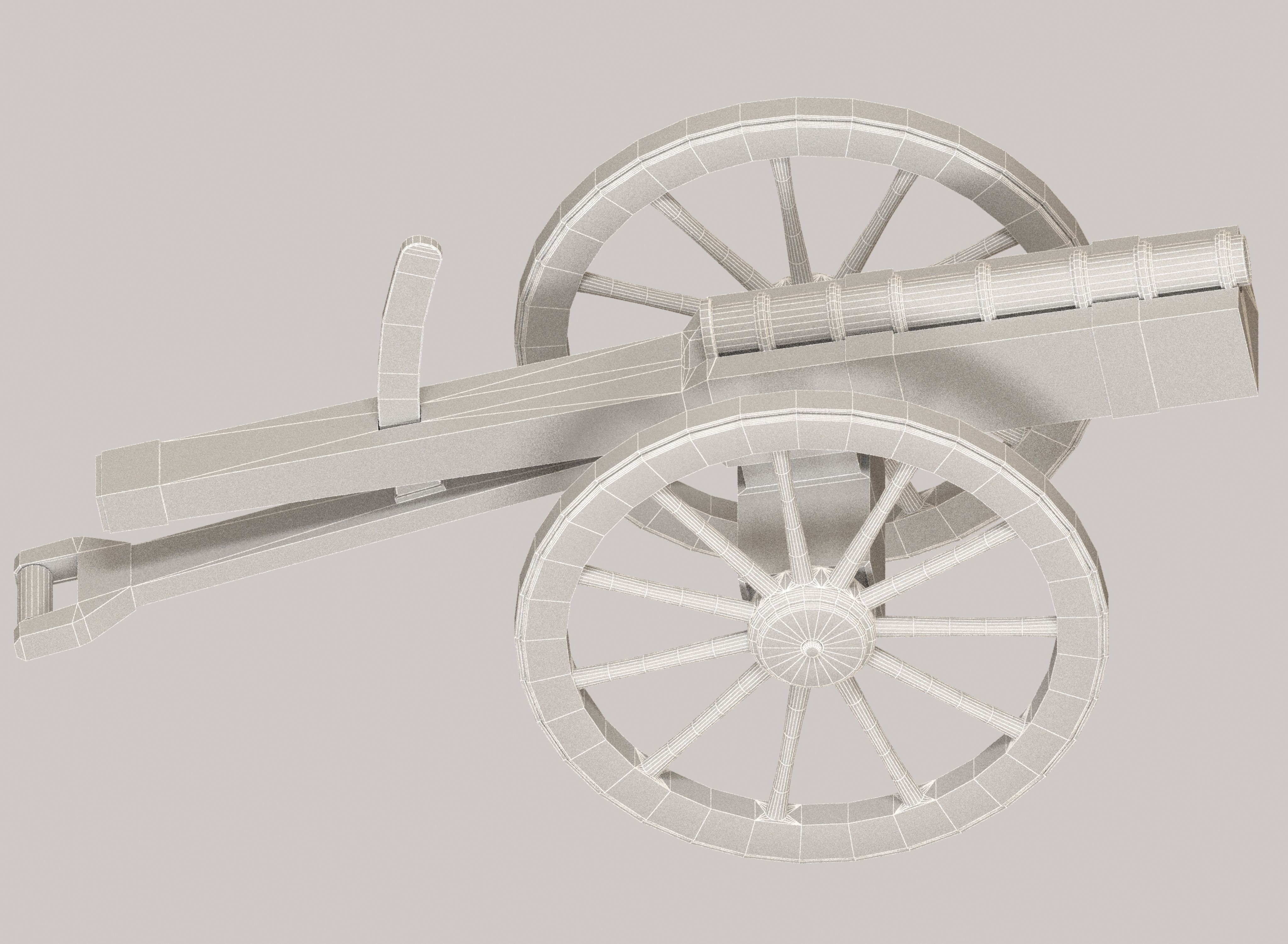 Medieval cannon Low-poly 3D model_3