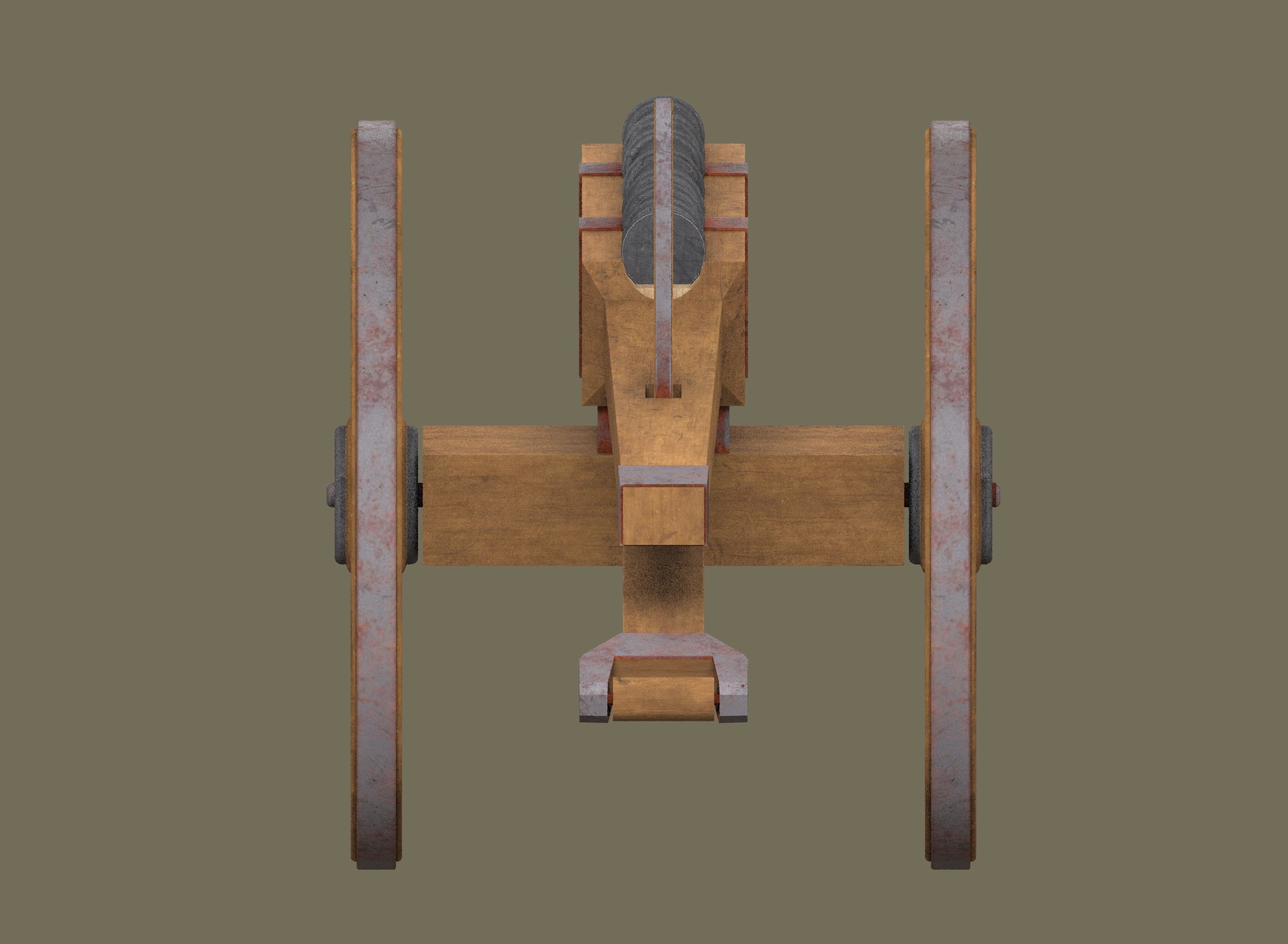 Medieval cannon Low-poly 3D model_12