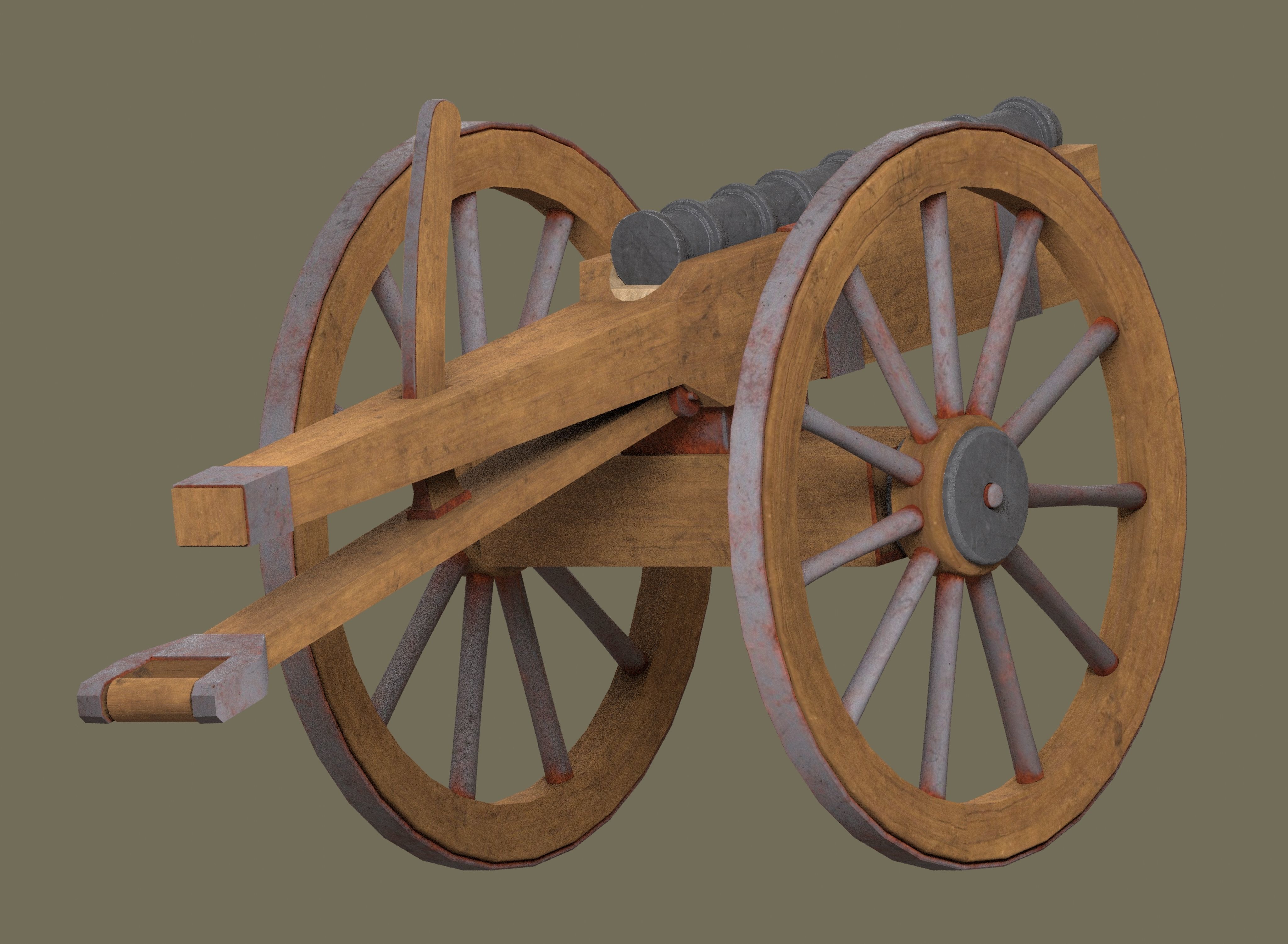 Medieval cannon Low-poly 3D model_8