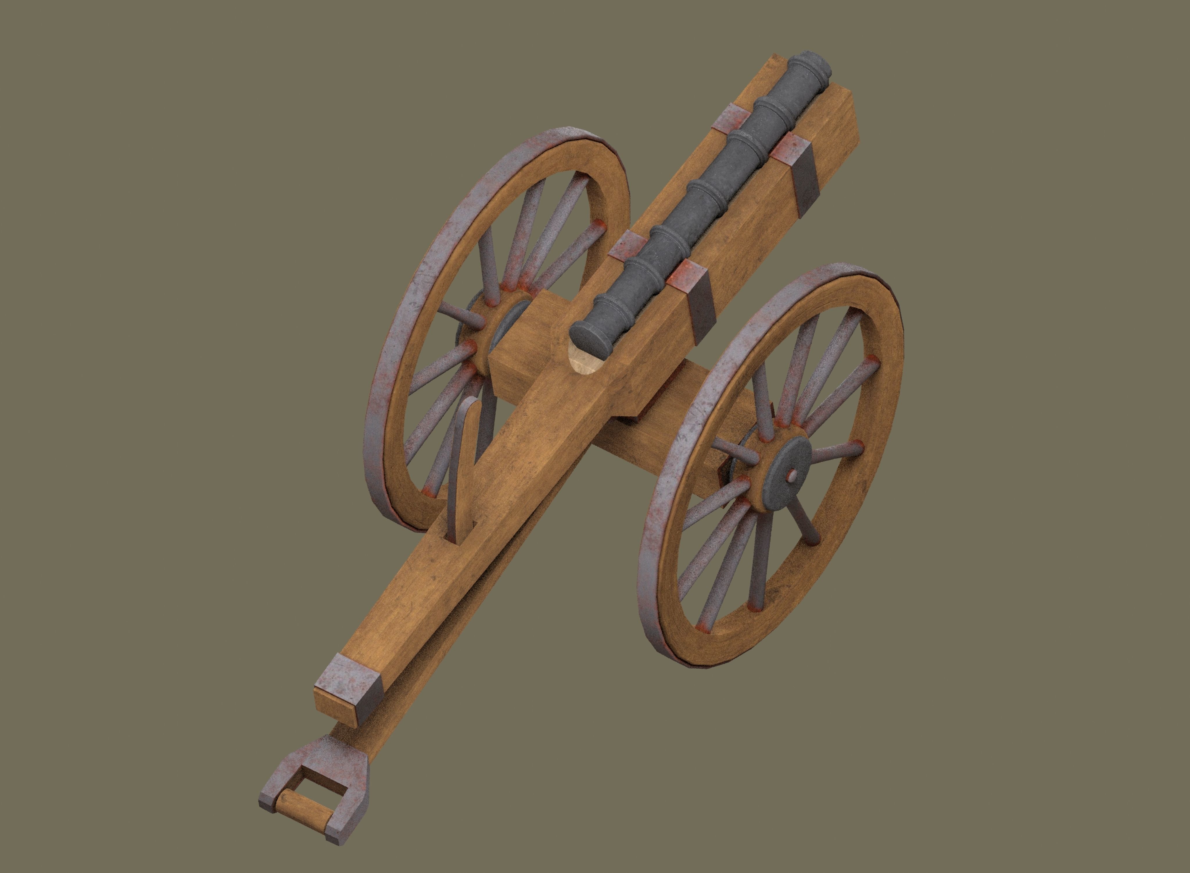 Medieval cannon Low-poly 3D model_4