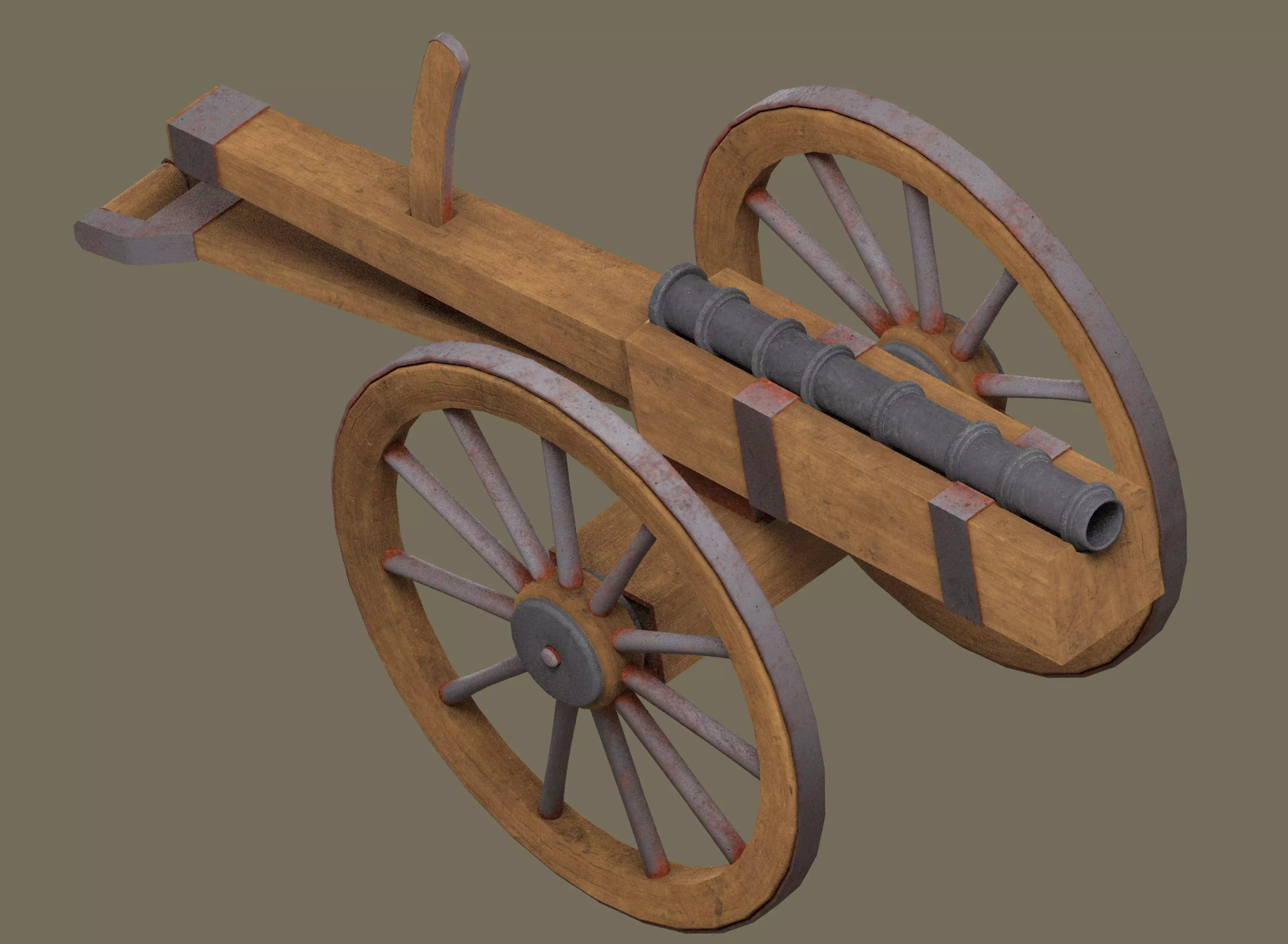 Medieval cannon Low-poly 3D model_0