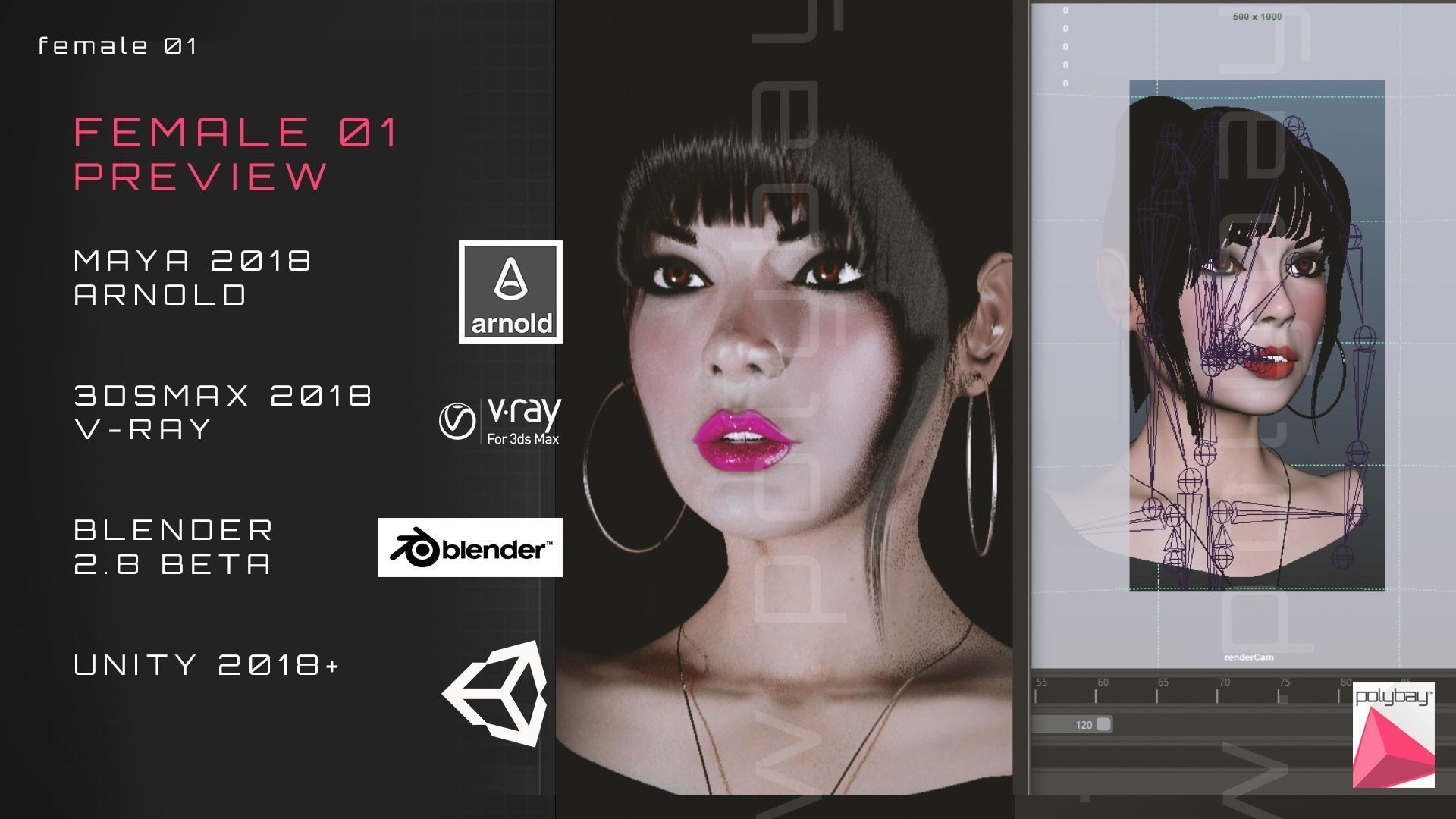 Female 01 Preview Low-poly 3D model_1