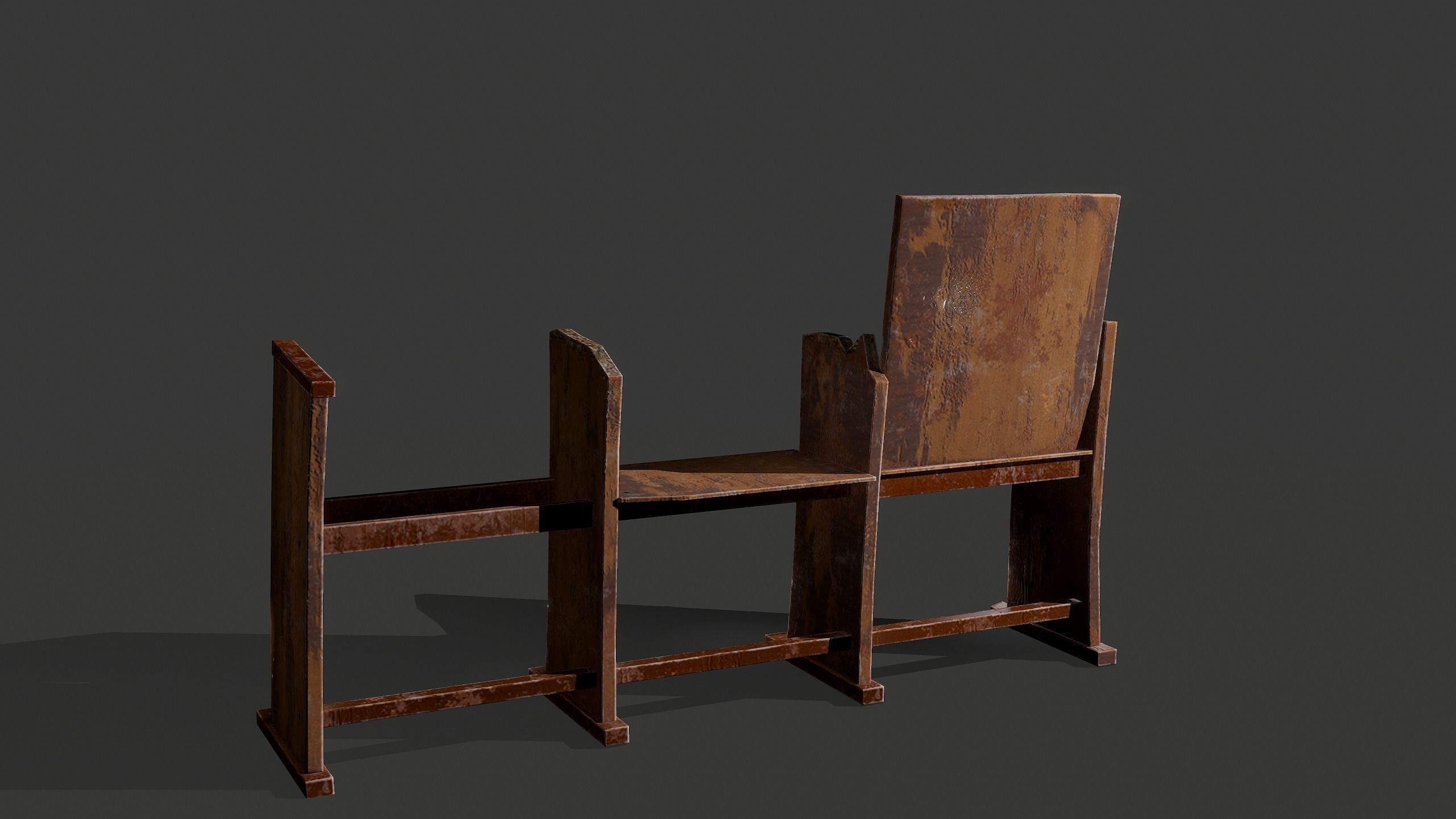 Wooden Chairs Low-poly 3D model_2